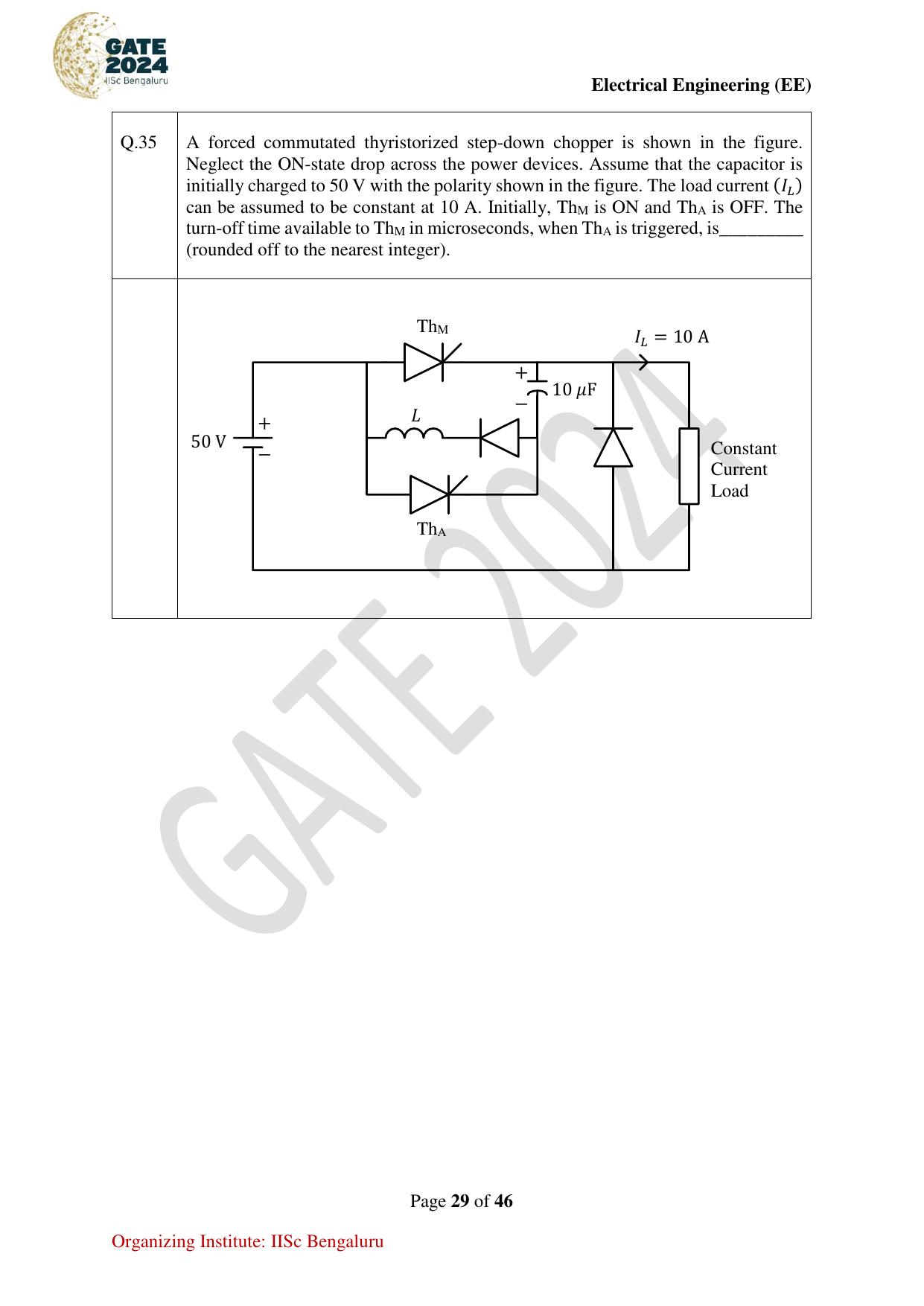 GATE 2024 Electrical Engineering (EE) Question Paper - Page 29
