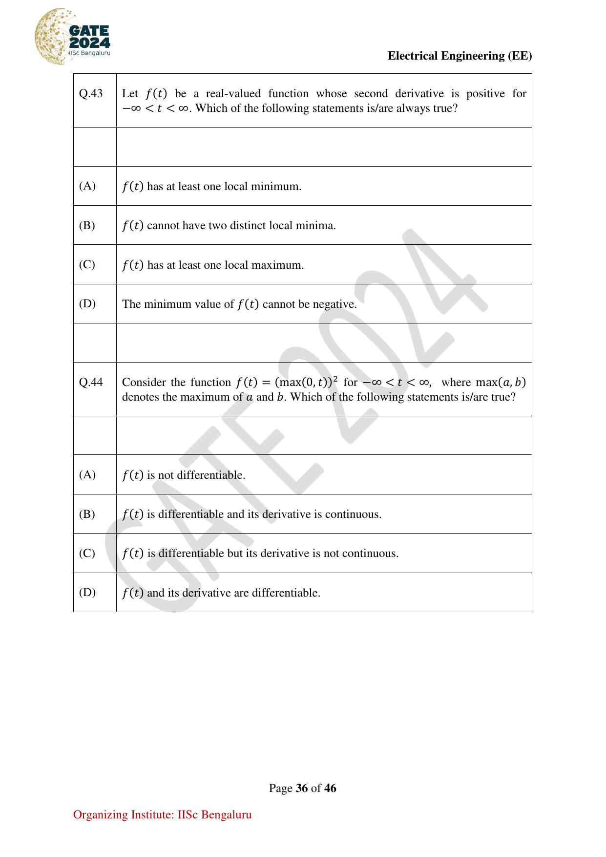 GATE 2024 Electrical Engineering (EE) Question Paper - Page 36