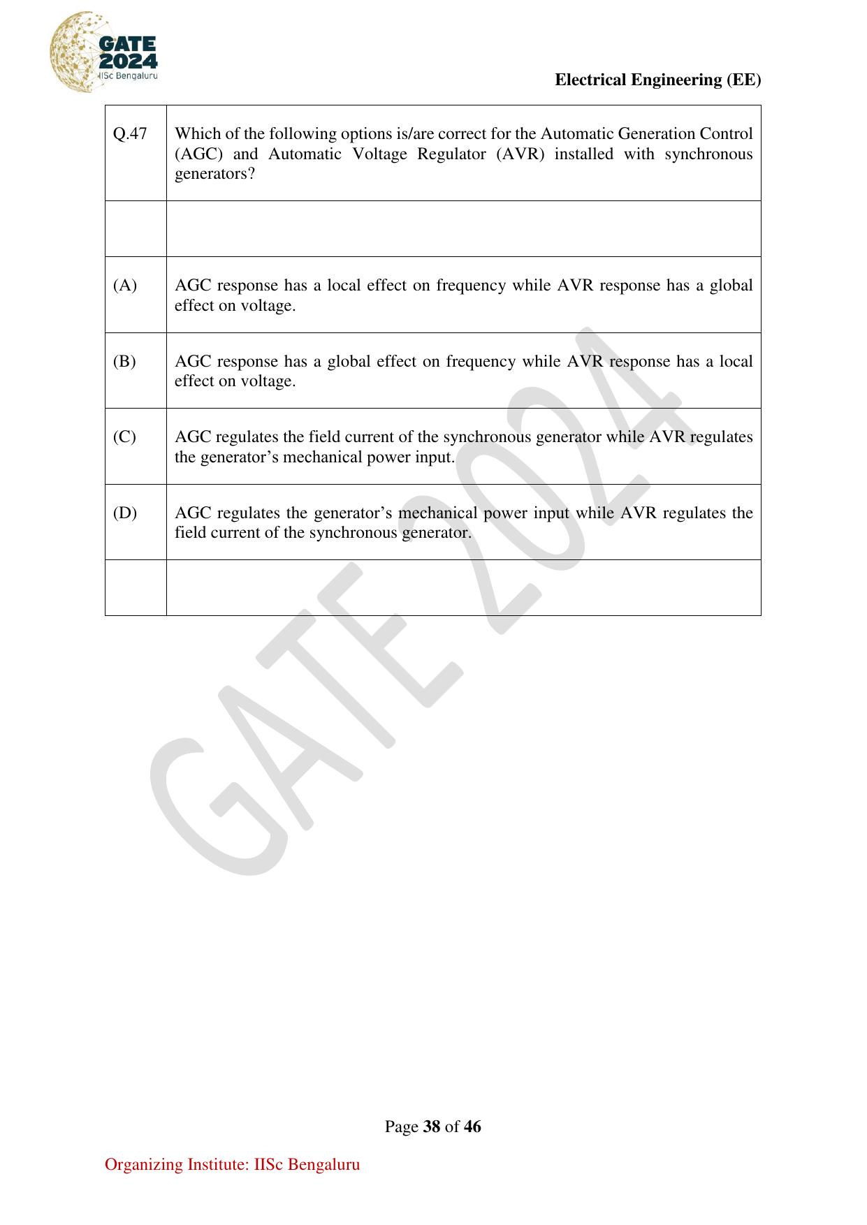GATE 2024 Electrical Engineering (EE) Question Paper - Page 38
