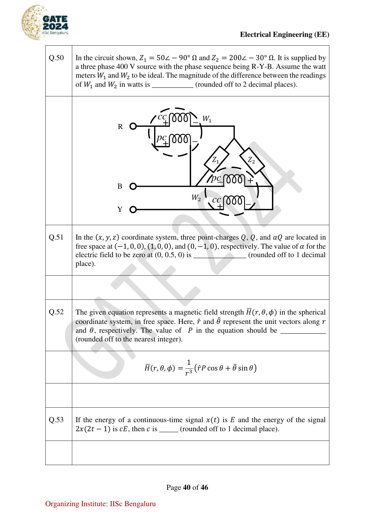 GATE 2024 Electrical Engineering (EE) Question Paper - Page 40
