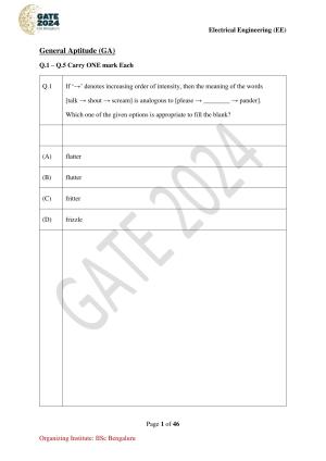 GATE 2024 Electrical Engineering (EE) Question Paper