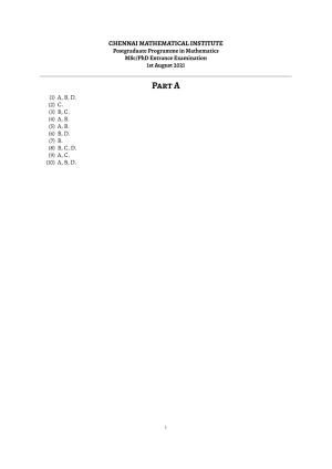 CMI Entrance Exam 2021 Solutions MSc/PhD Mathematics