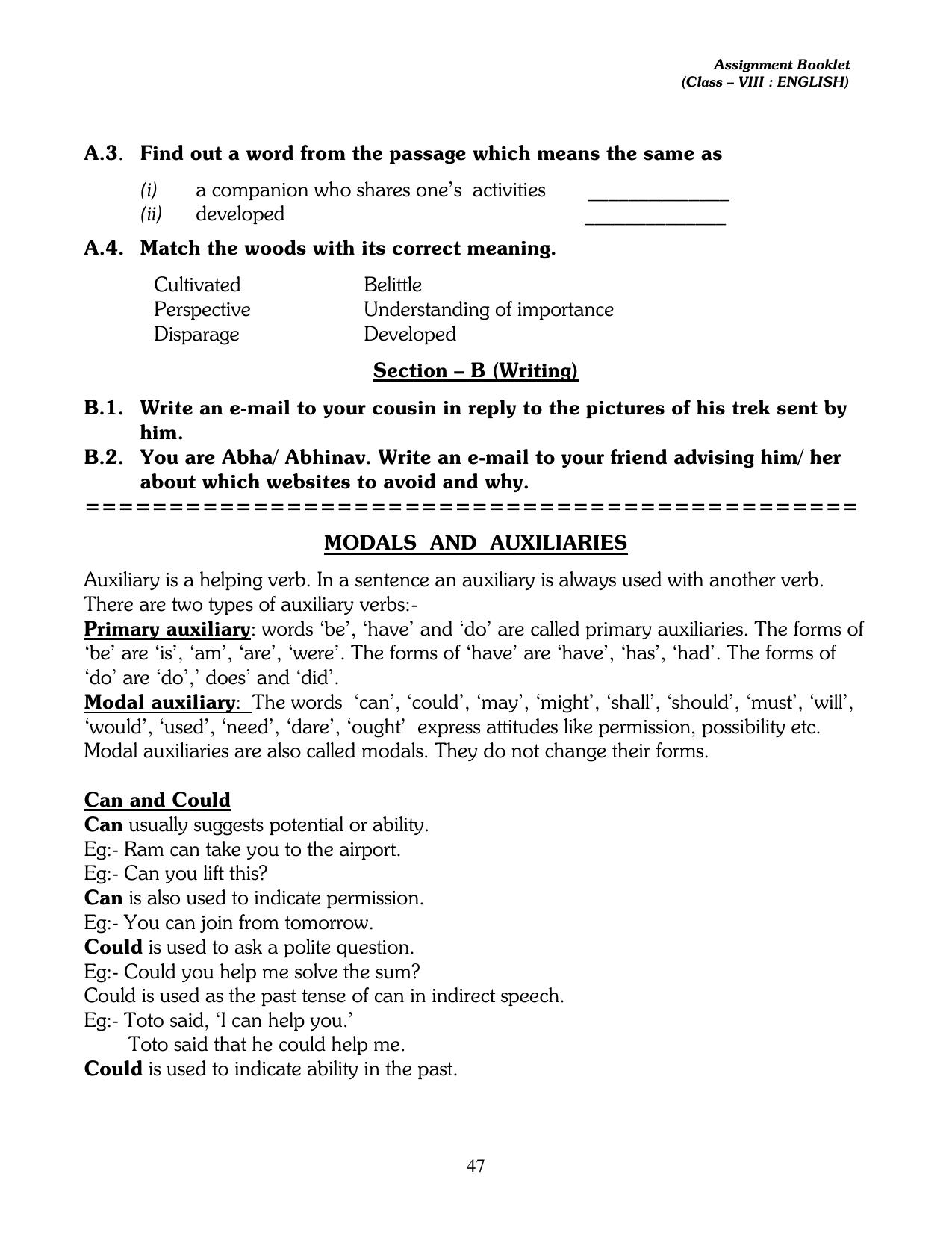 CBSE Worksheets for Class 8 English Assignment 14 - Page 2