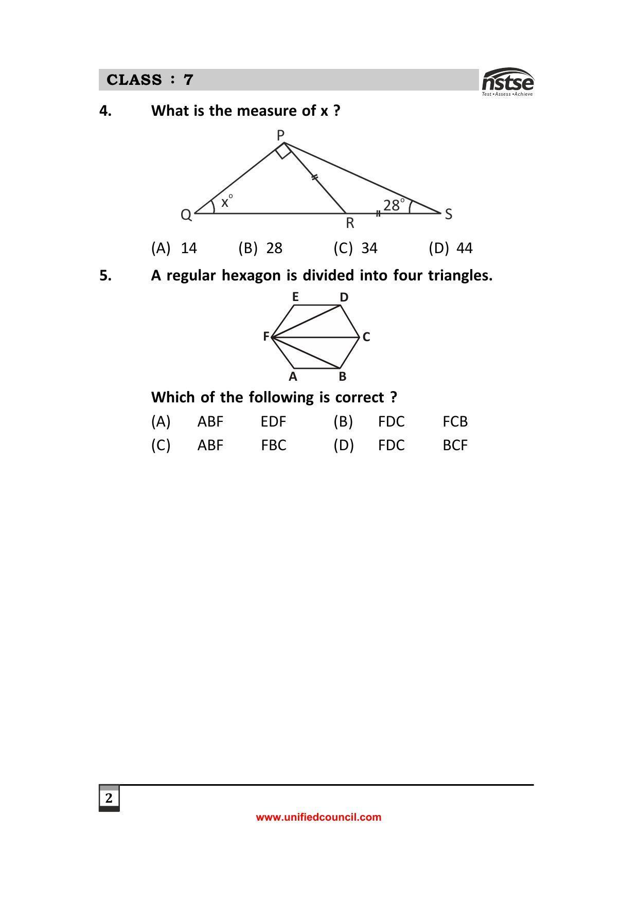 2023 Class 7 NSTSE Sample Question Papers - Page 2
