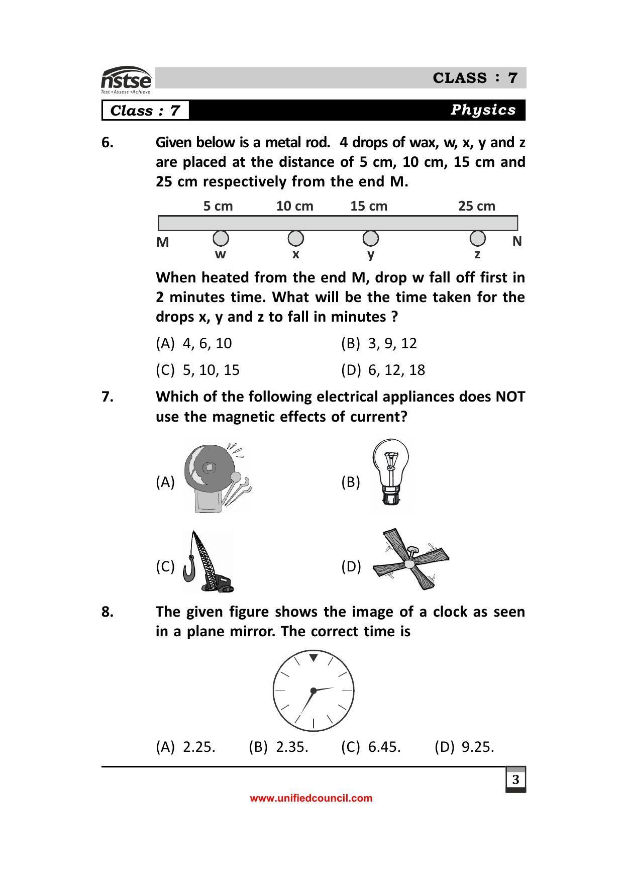 2023 Class 7 NSTSE Sample Question Papers - Page 3