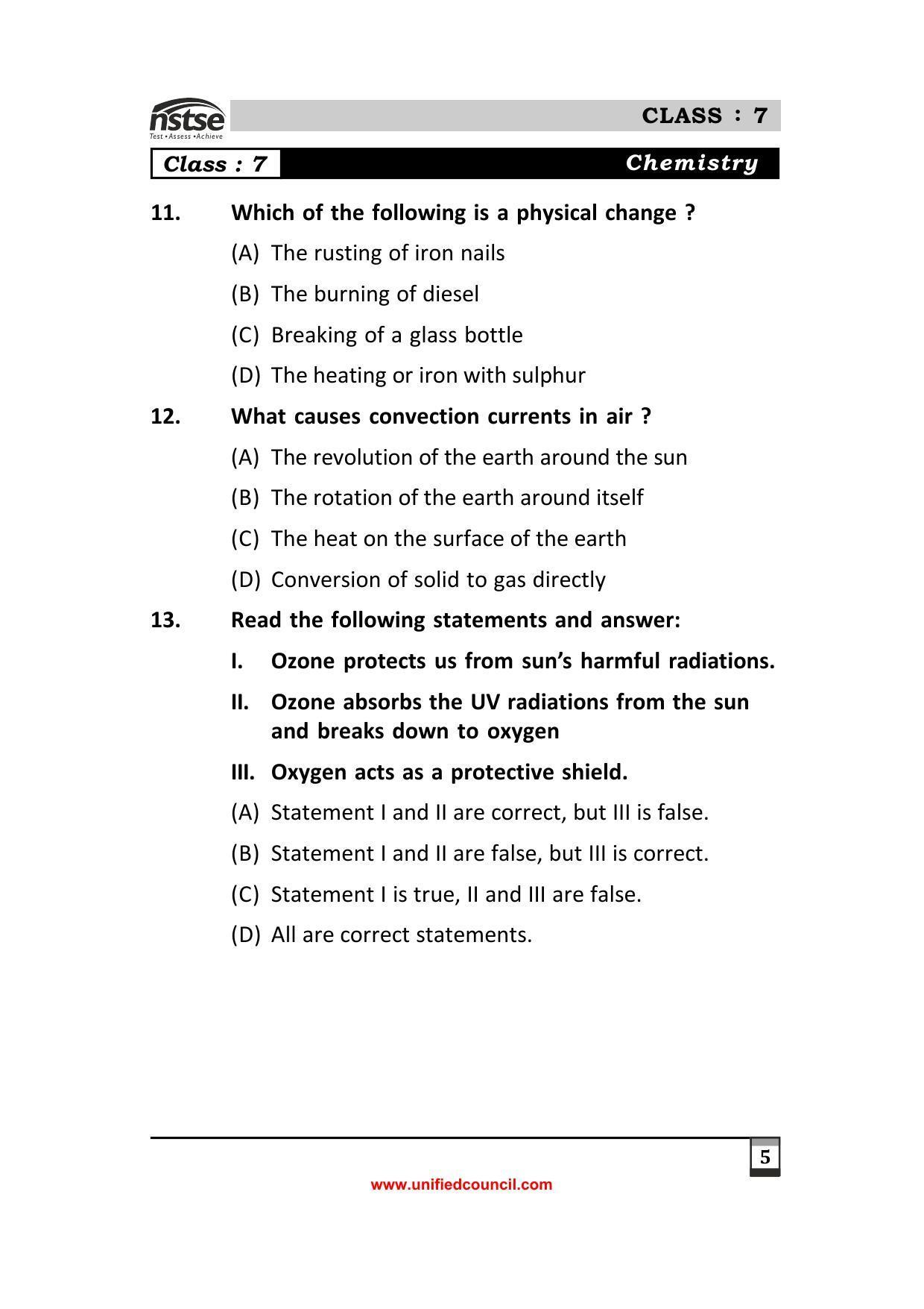 2023 Class 7 NSTSE Sample Question Papers - Page 5