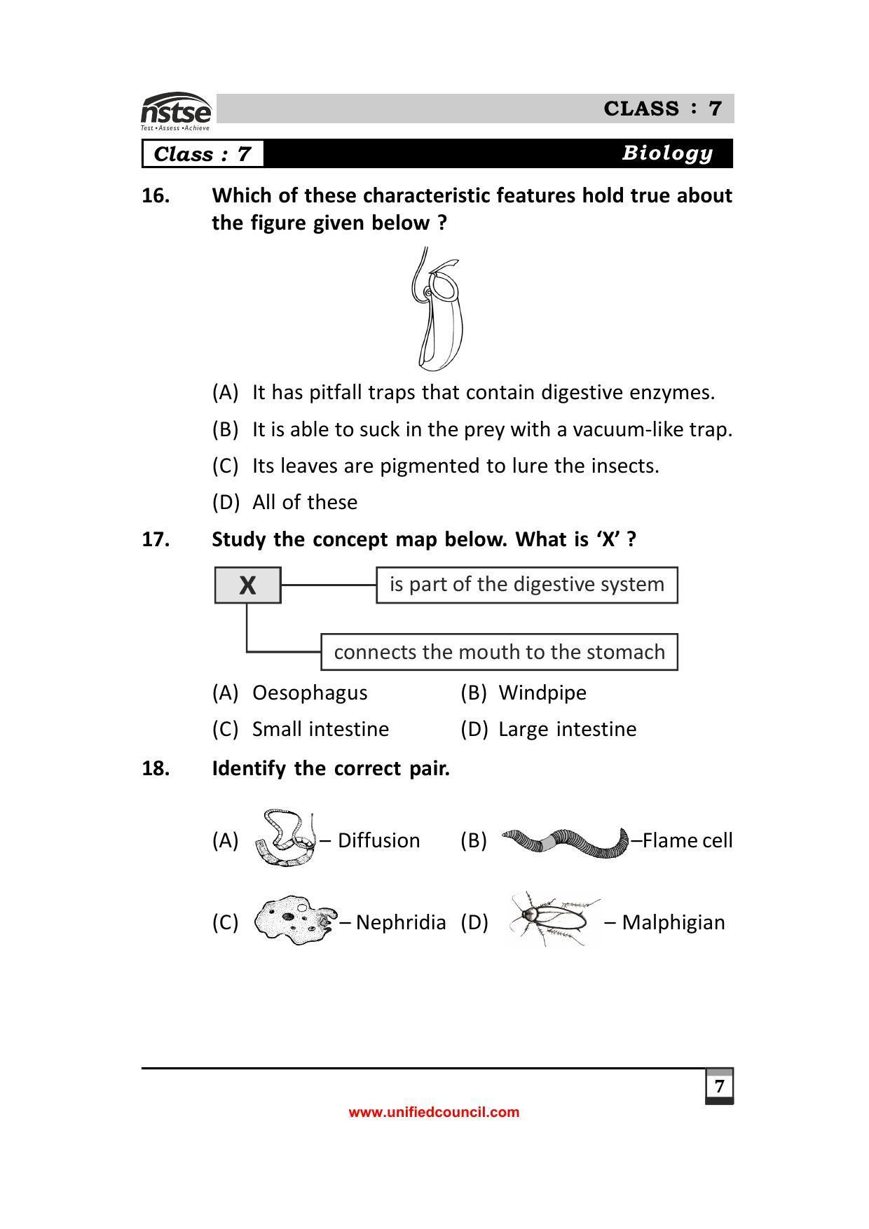 2023 Class 7 NSTSE Sample Question Papers - Page 7