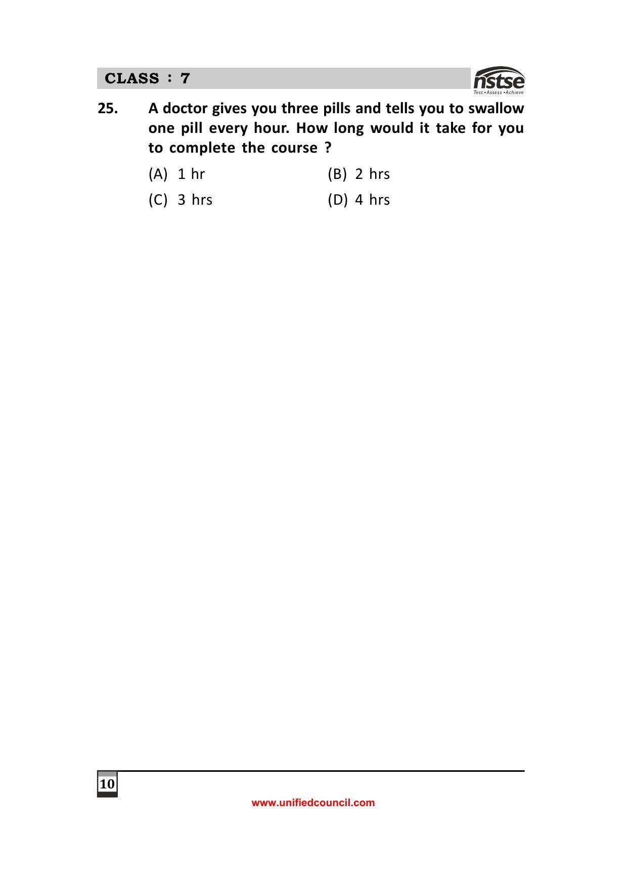 2023 Class 7 NSTSE Sample Question Papers - Page 10