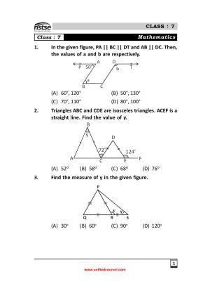 2023 Class 7 NSTSE Sample Question Papers