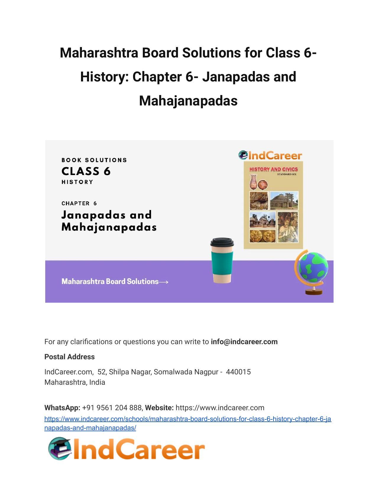 Maharashtra Board Solutions for Class 6- History: Chapter 6- Janapadas and Mahajanapadas - Page 1