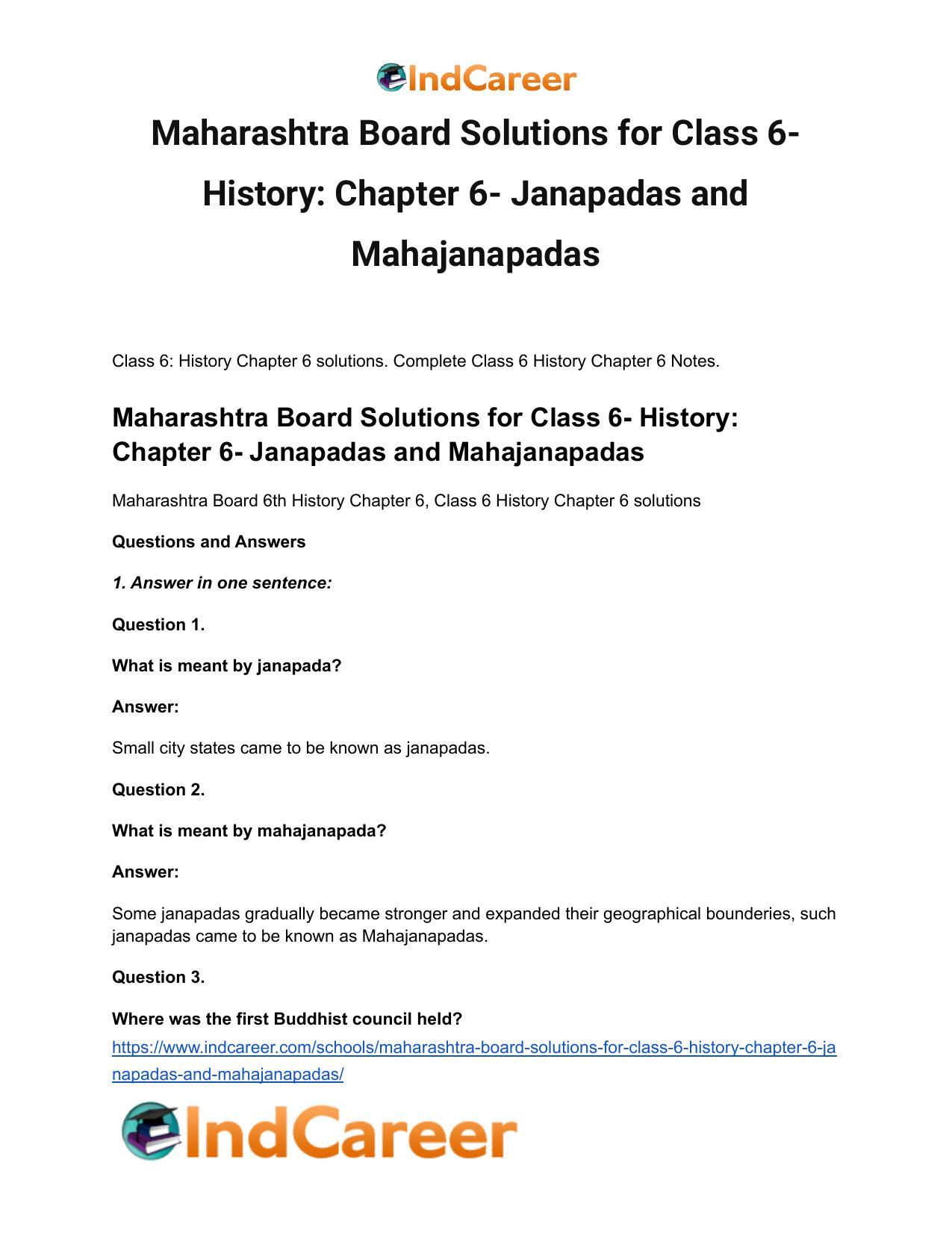 Maharashtra Board Solutions for Class 6- History: Chapter 6- Janapadas and Mahajanapadas - Page 2