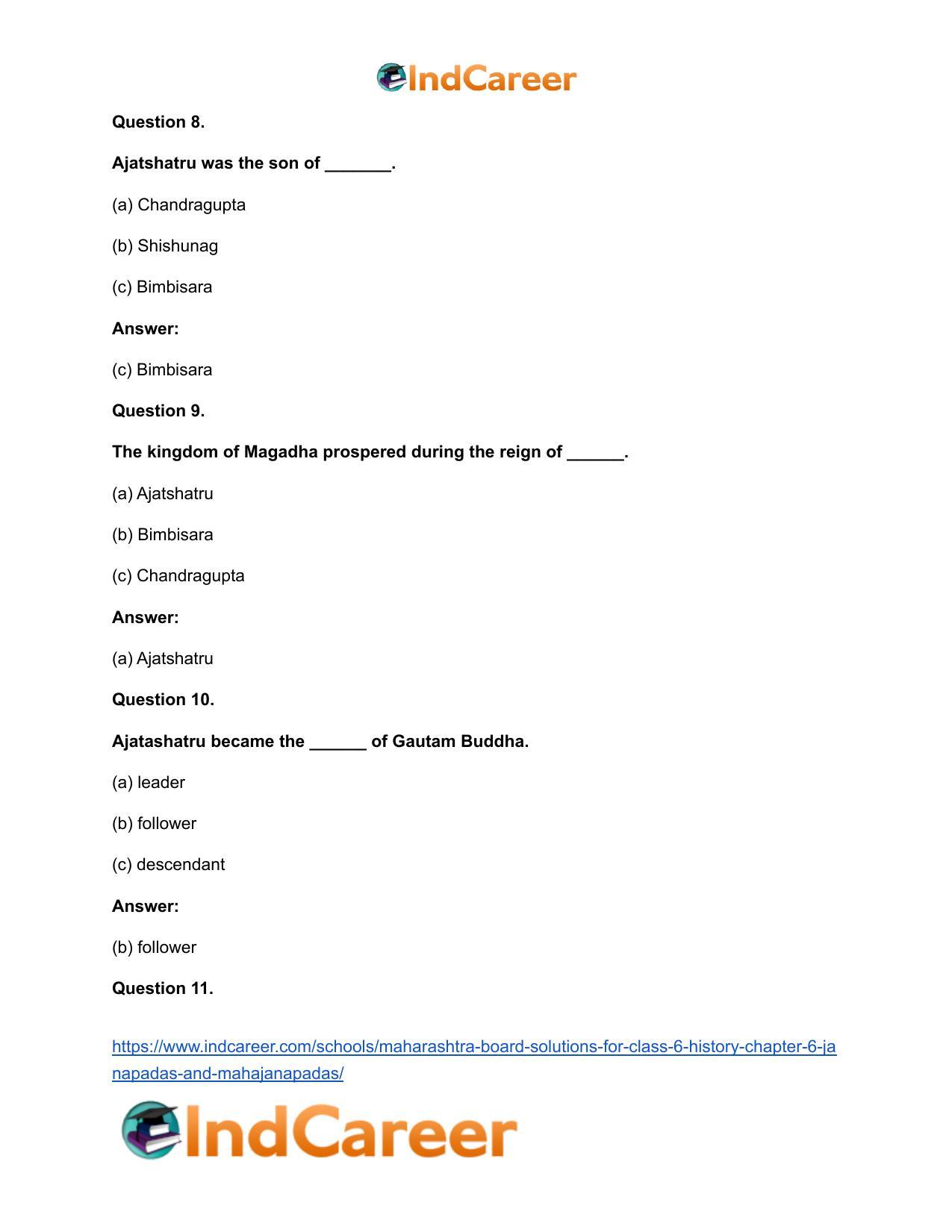 Maharashtra Board Solutions for Class 6- History: Chapter 6- Janapadas and Mahajanapadas - Page 10