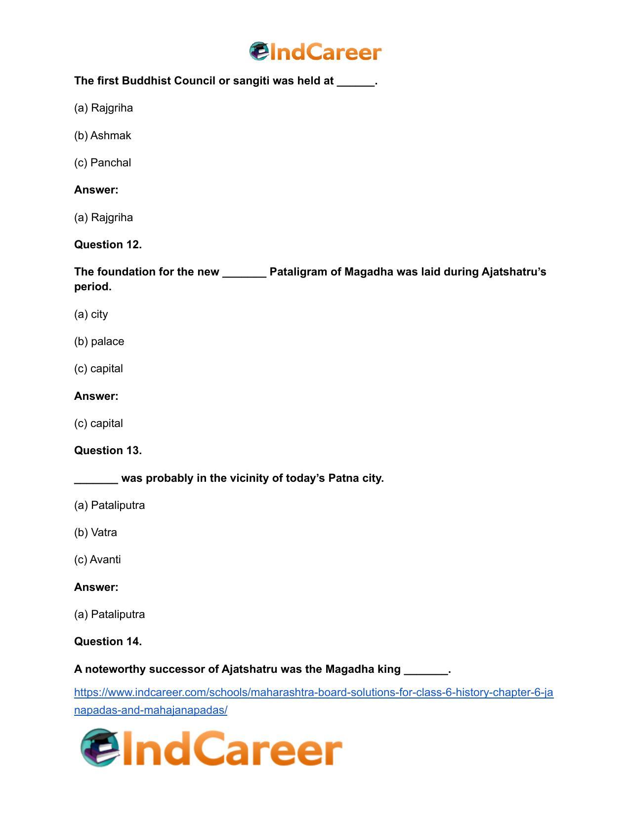 Maharashtra Board Solutions for Class 6- History: Chapter 6- Janapadas and Mahajanapadas - Page 11