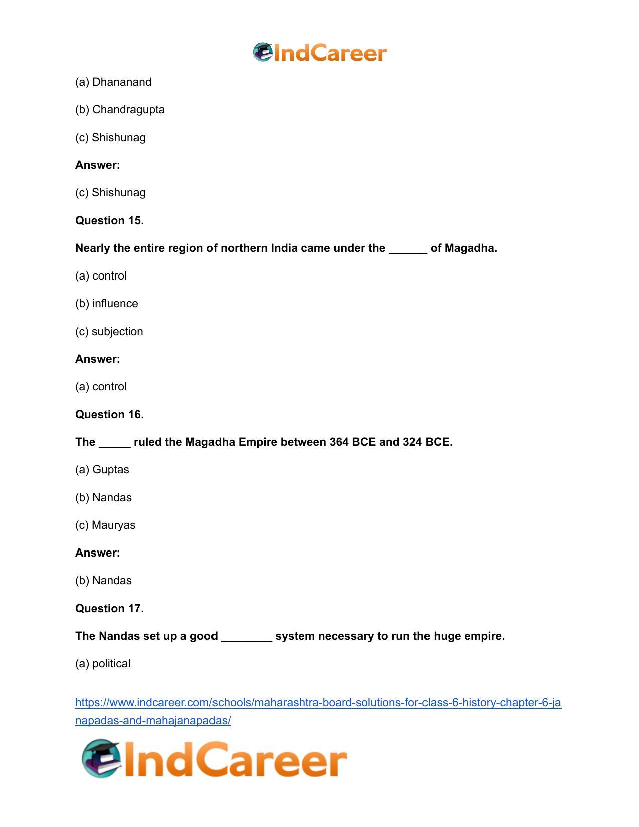 Maharashtra Board Solutions for Class 6- History: Chapter 6- Janapadas and Mahajanapadas - Page 12