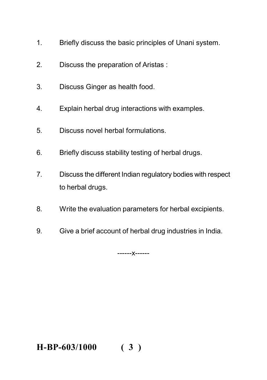 Sarguja University Question Paper - 2022 : Bachelor Of Pharmacy Sem-VI Herbal Drug Technology Paper 1 - Page 3