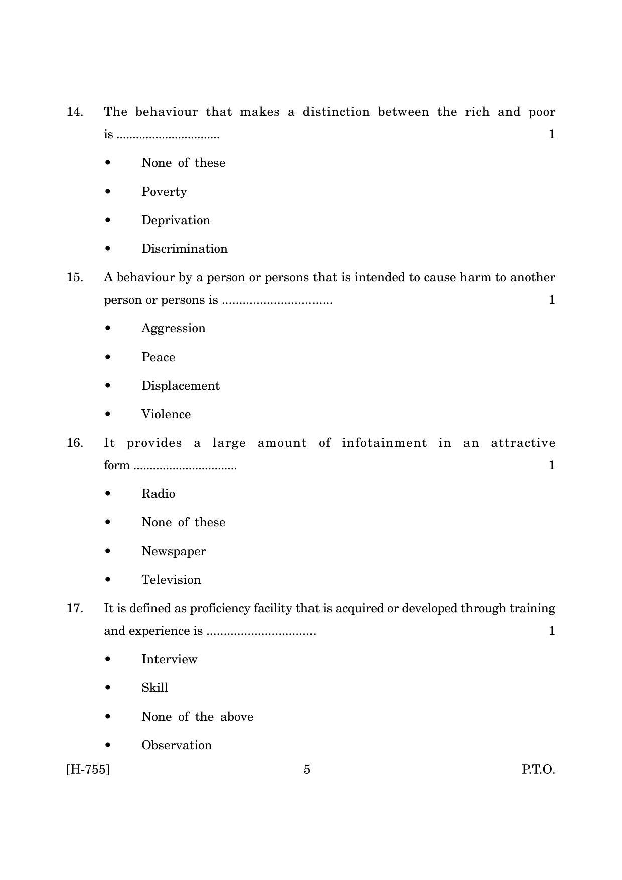Goa Board Class 12 Psychology (CWSN)   (March 2019) Question Paper - Page 5