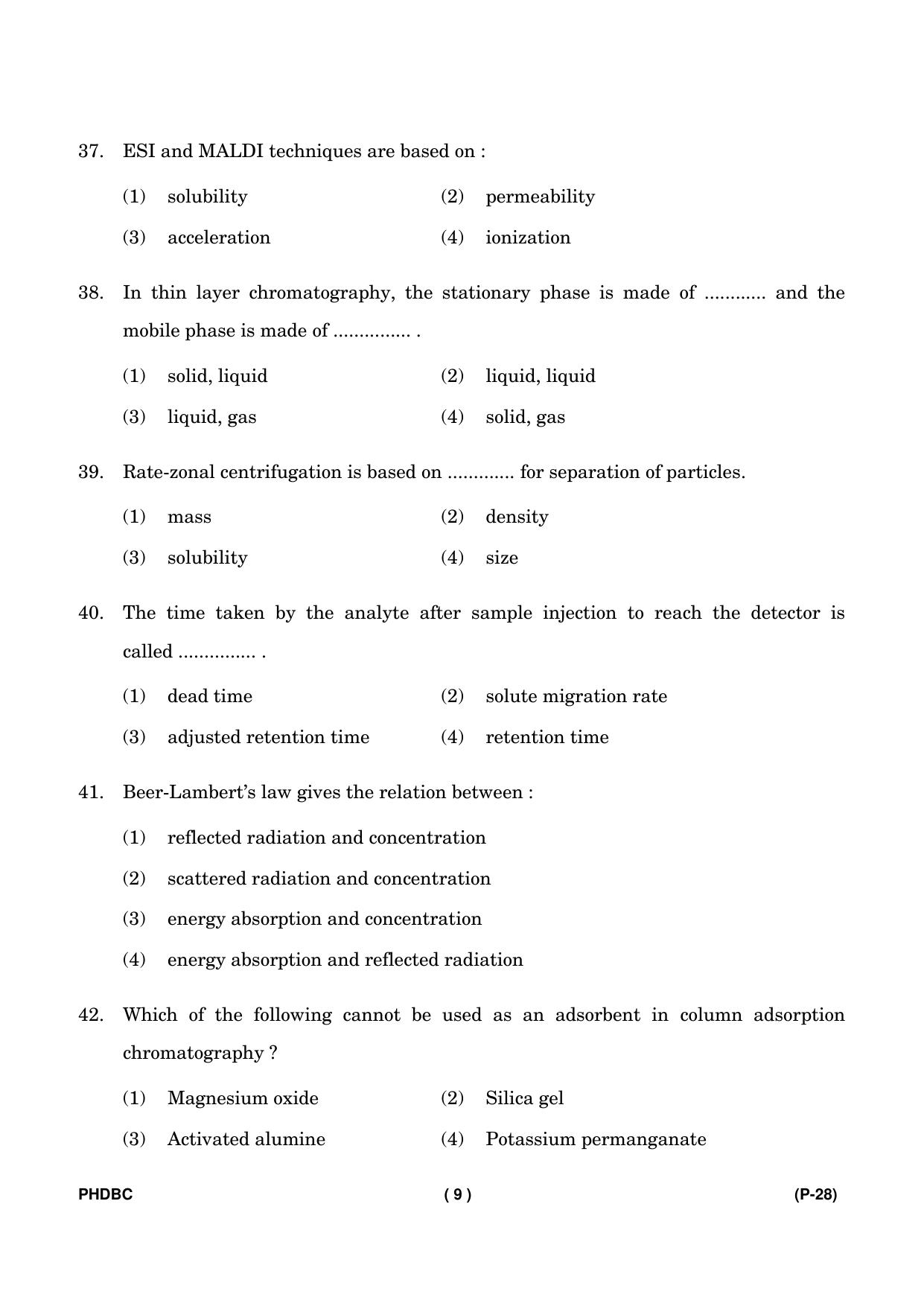 IGNOU PhD Entrance Test Ph. D. (Biochemistry) July 2023 Question Paper - Page 10