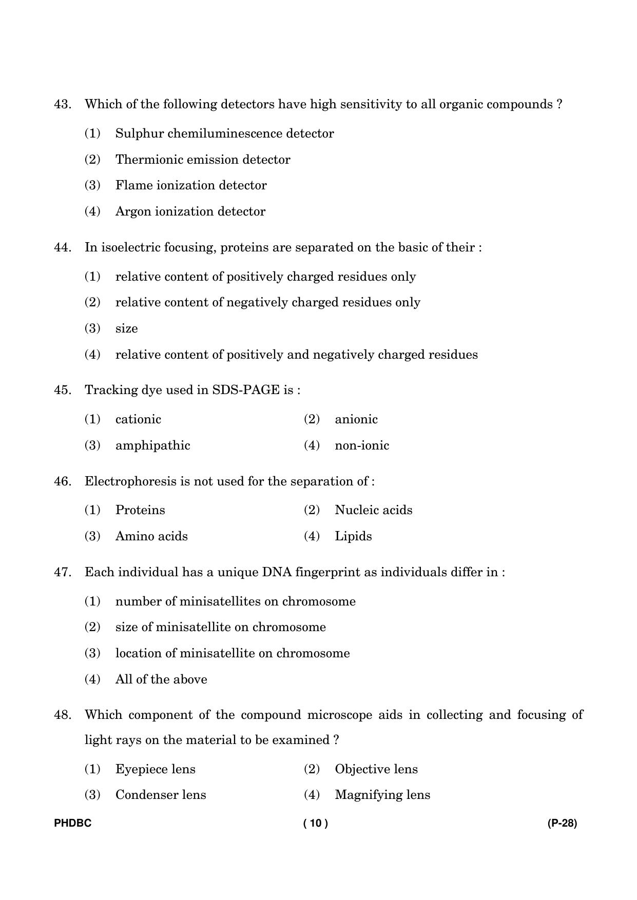 IGNOU PhD Entrance Test Ph. D. (Biochemistry) July 2023 Question Paper - Page 11