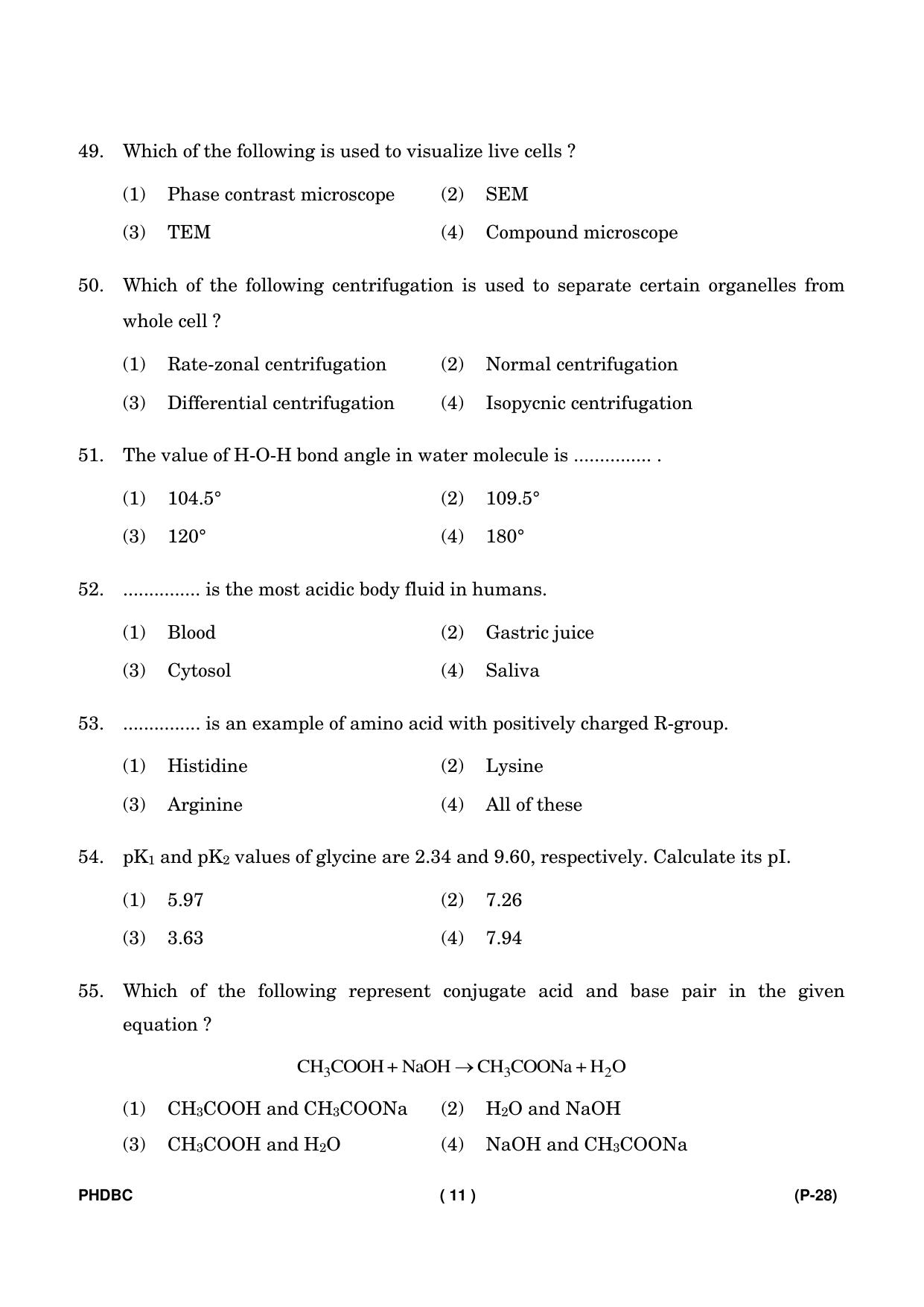 IGNOU PhD Entrance Test Ph. D. (Biochemistry) July 2023 Question Paper - Page 12