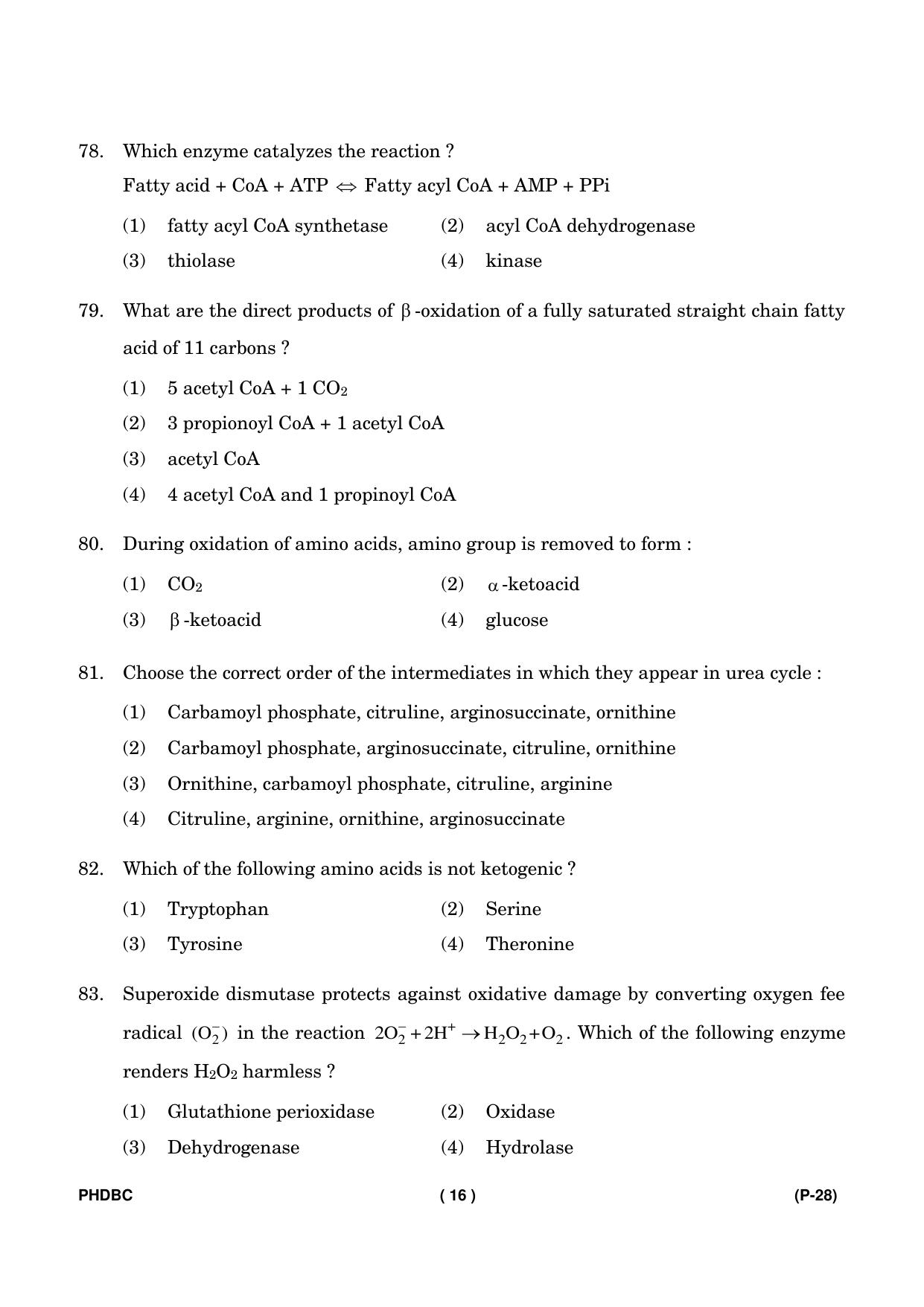 IGNOU PhD Entrance Test Ph. D. (Biochemistry) July 2023 Question Paper - Page 17