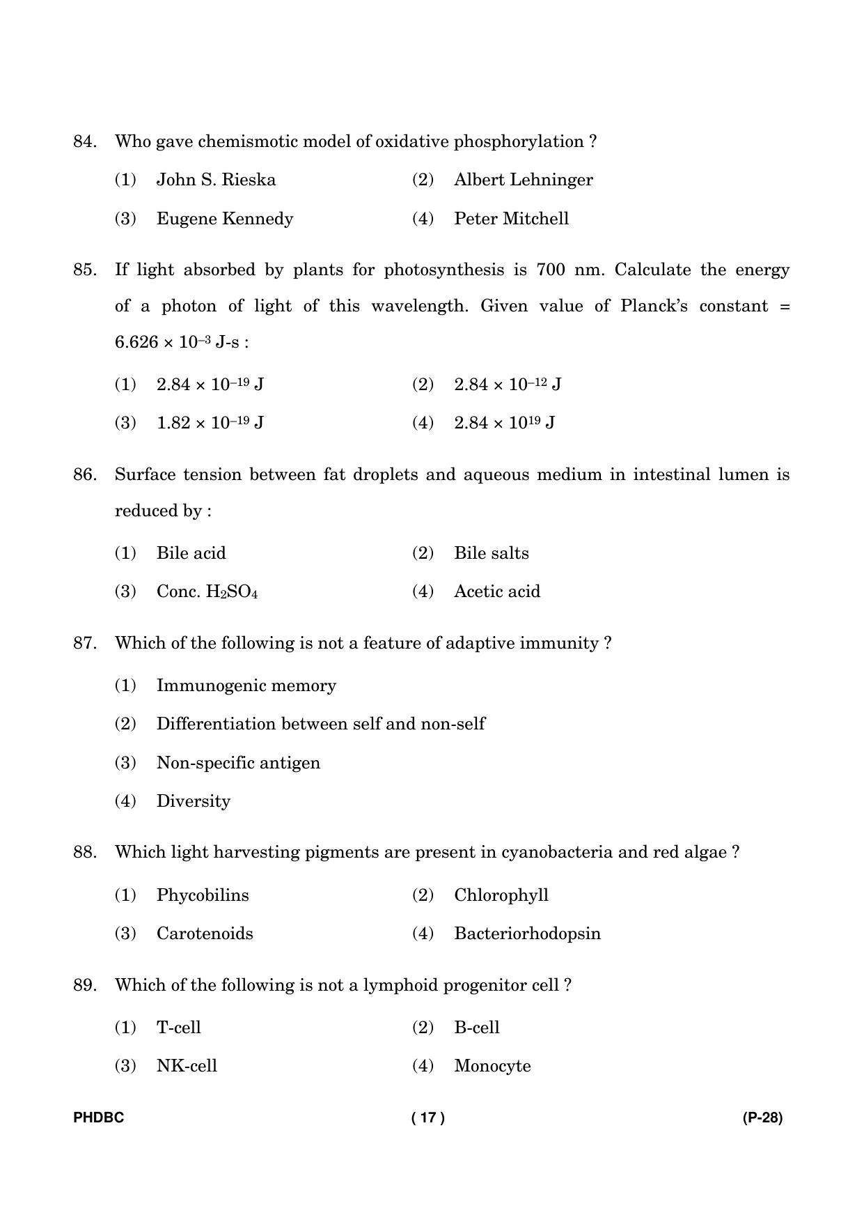 IGNOU PhD Entrance Test Ph. D. (Biochemistry) July 2023 Question Paper - Page 18