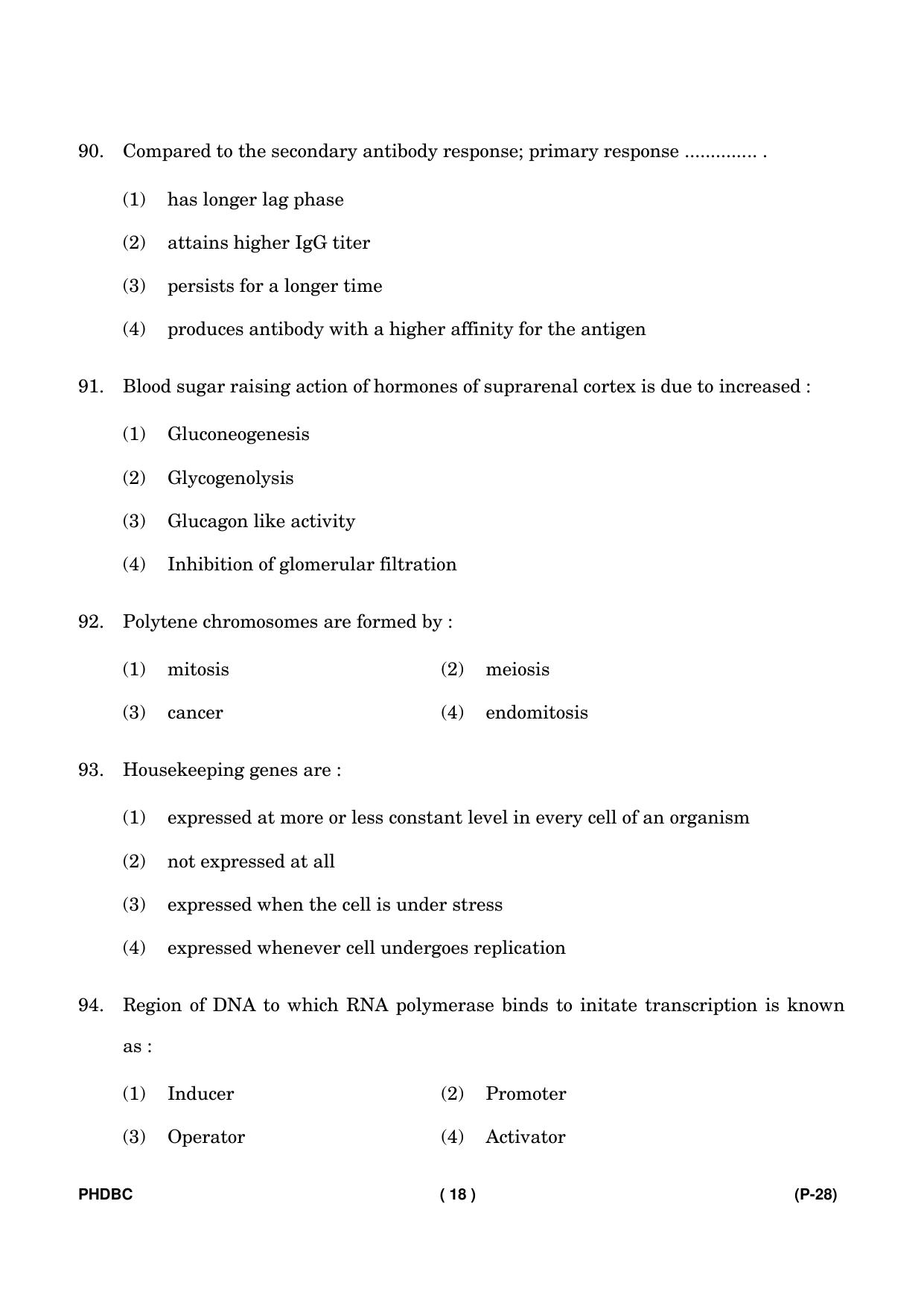 IGNOU PhD Entrance Test Ph. D. (Biochemistry) July 2023 Question Paper - Page 19