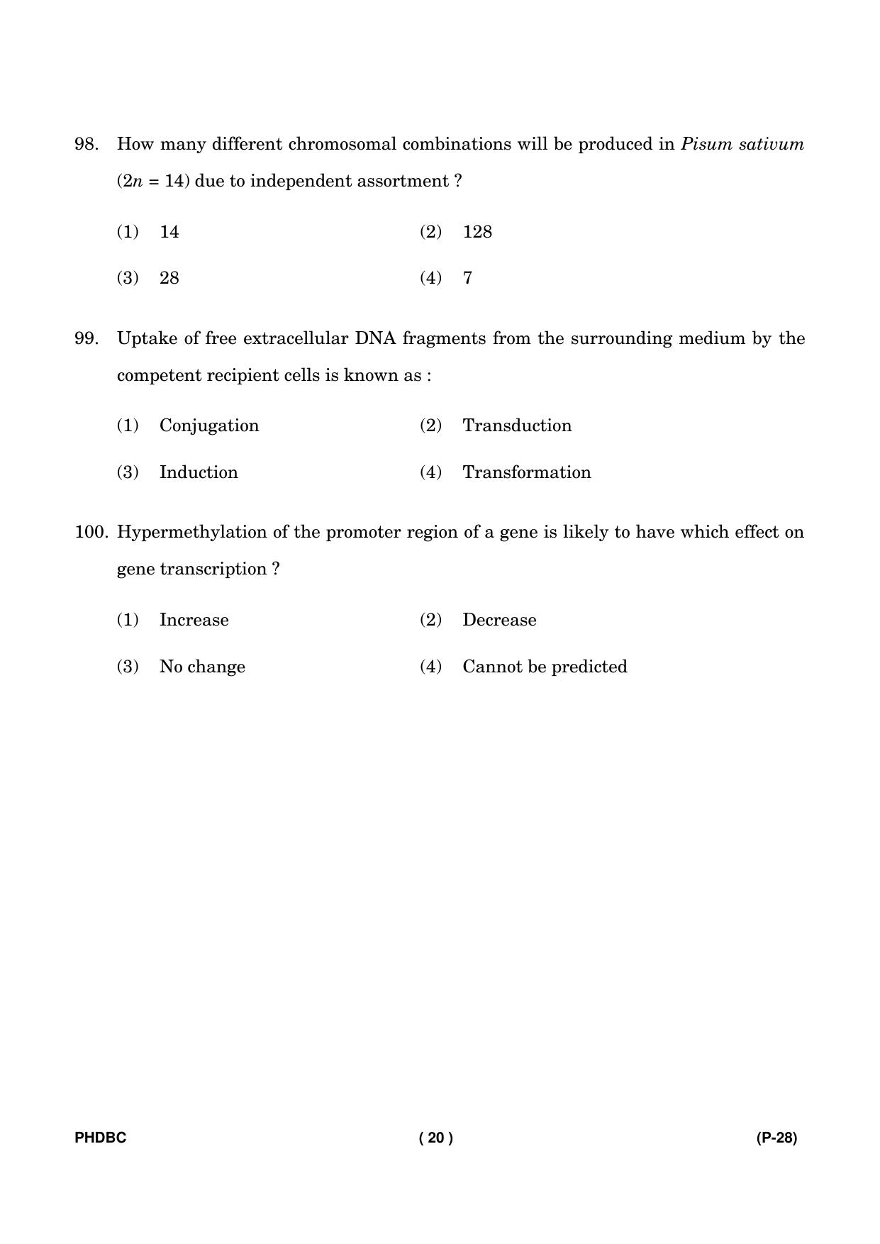 IGNOU PhD Entrance Test Ph. D. (Biochemistry) July 2023 Question Paper - Page 21