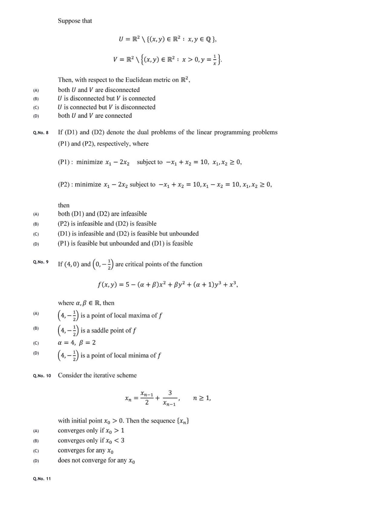 GATE 2020 Mathematics (MA) Question Paper - Page 5