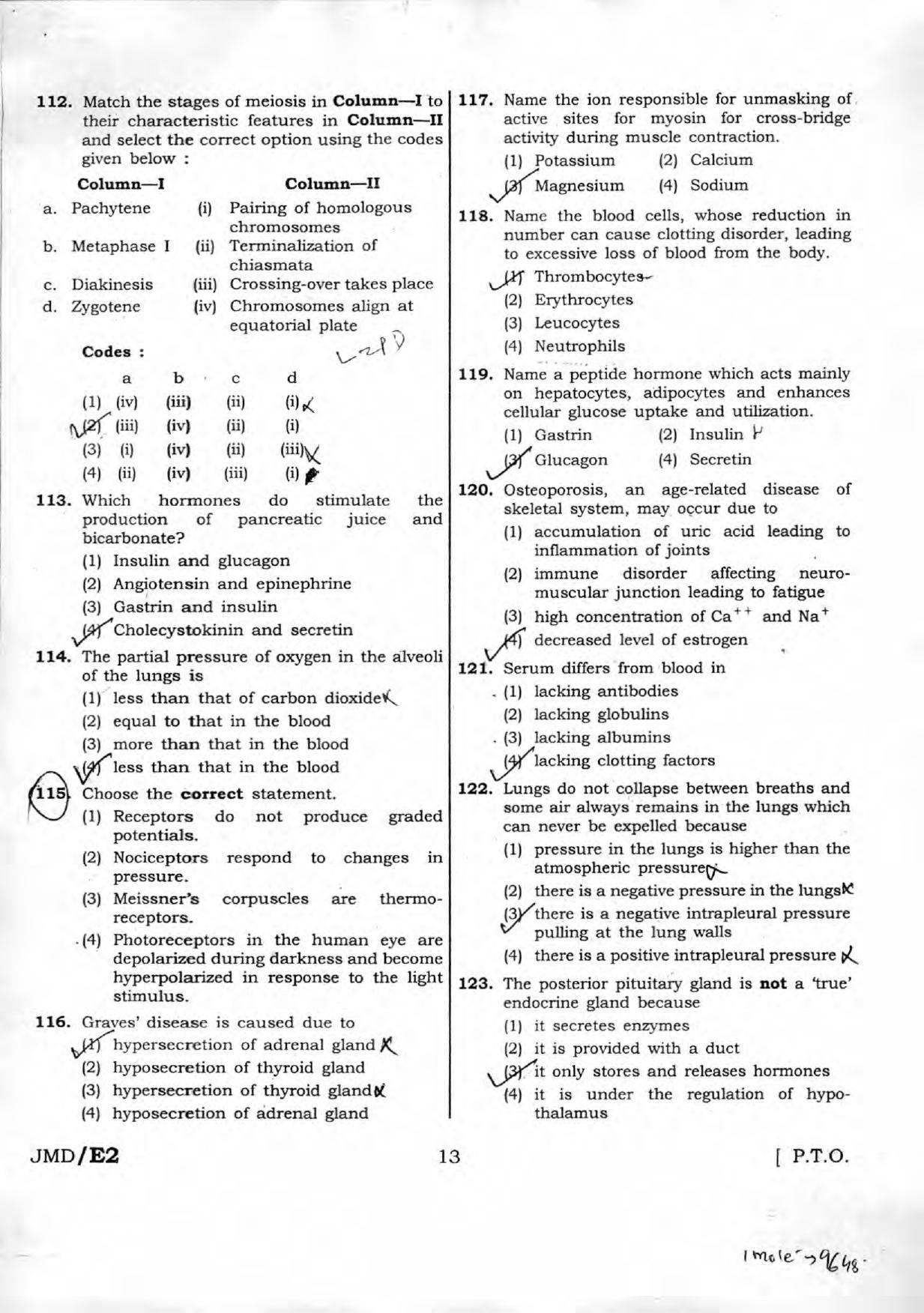 NEET Code XX 2016 Question Paper IndCareer Docs