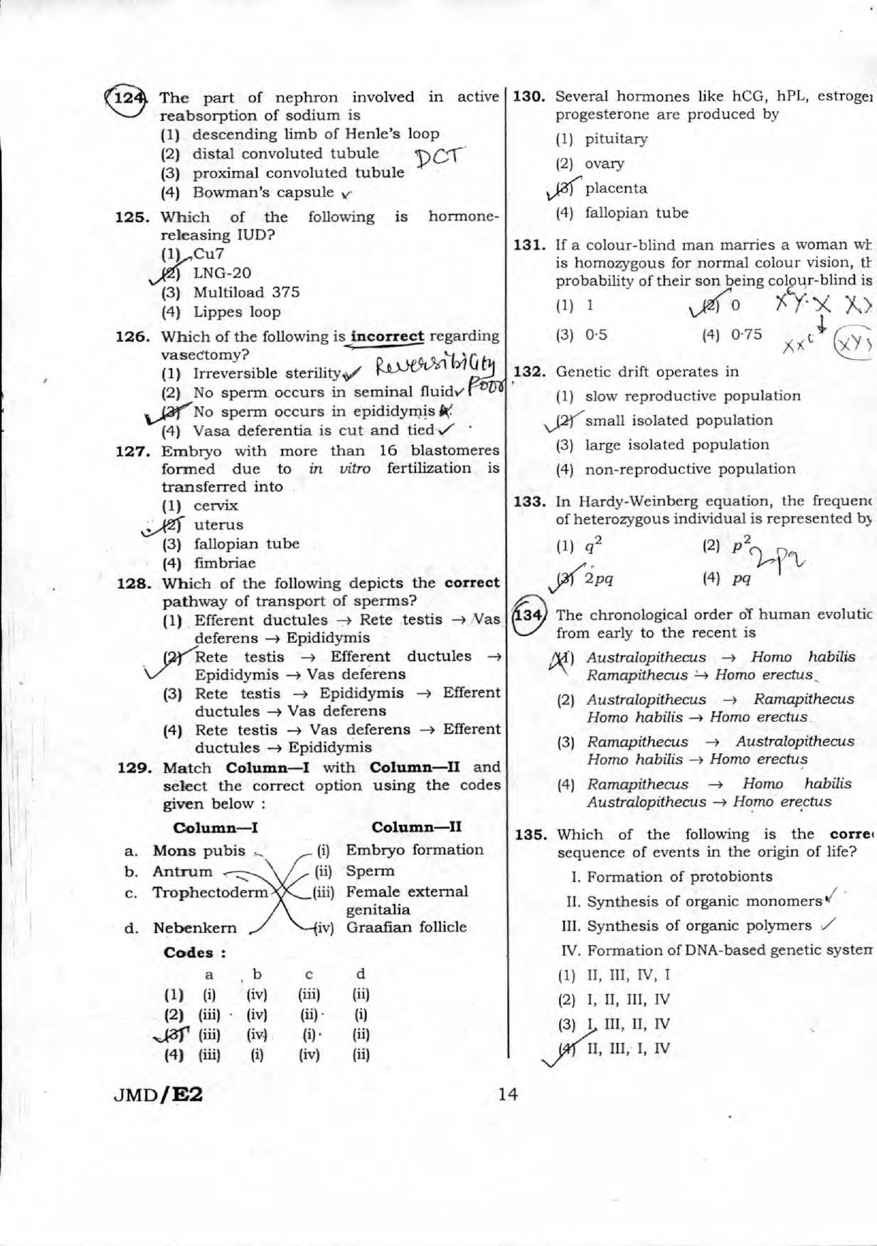 NEET Code XX 2016 Question Paper - Page 14