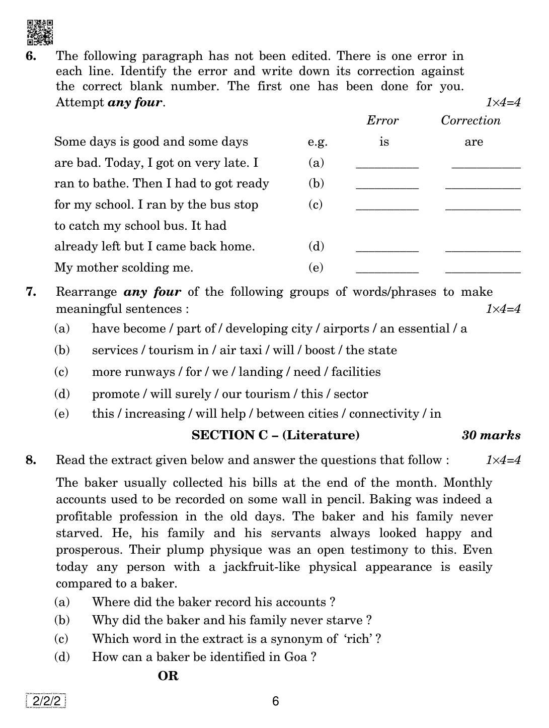 CBSE Class 10 2-2-2  ENGLISH LANGUAGE AND LETERATURE 2019 Question Paper - Page 6