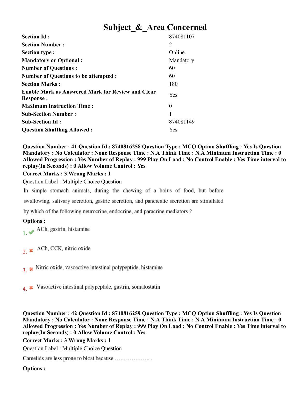BHU RET Veterinary Physiology 2020 Question Paper - Page 28
