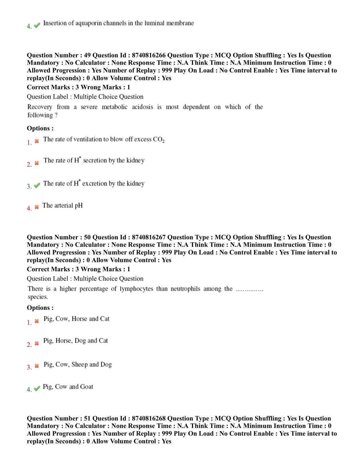 BHU RET Veterinary Physiology 2020 Question Paper - Page 32