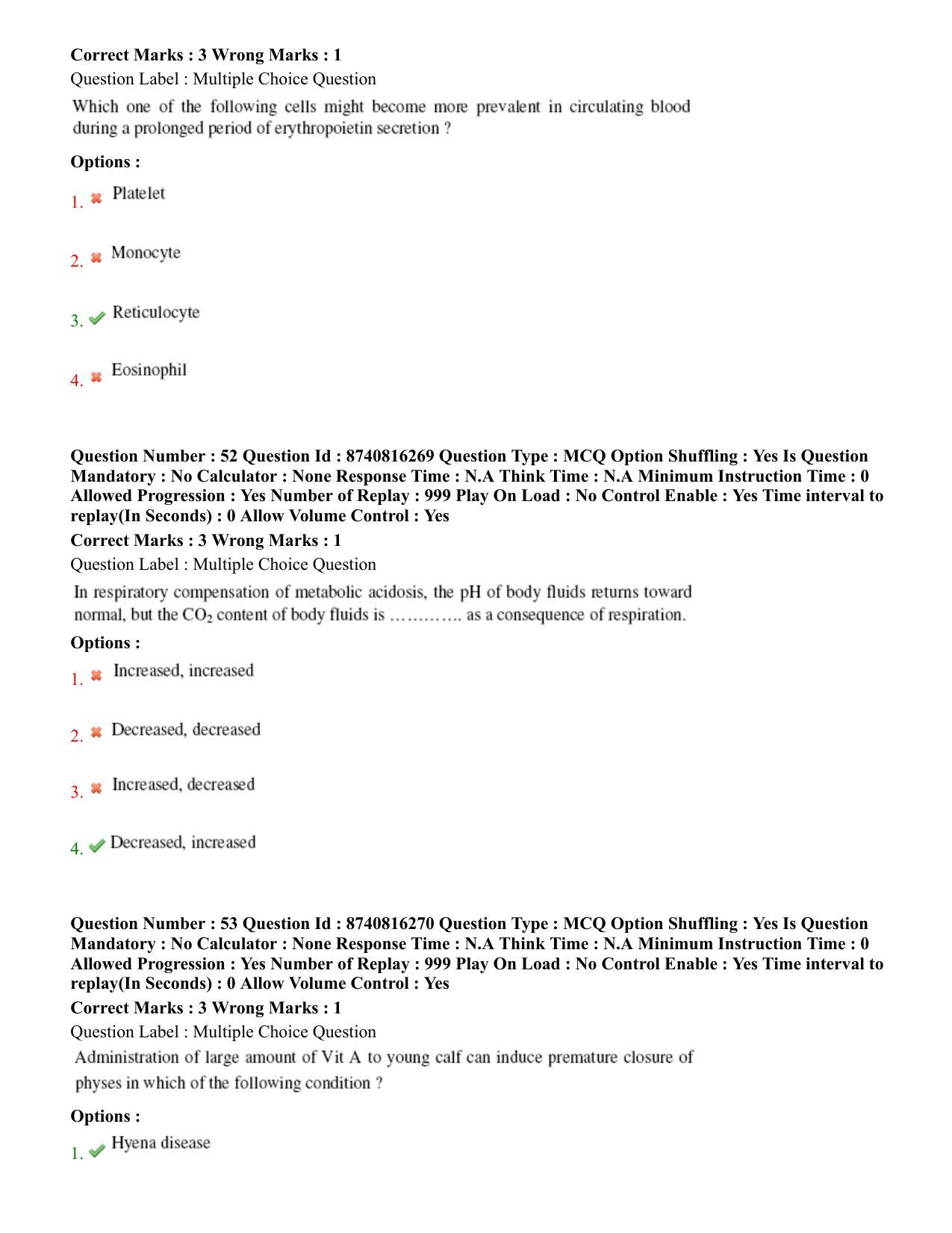 BHU RET Veterinary Physiology 2020 Question Paper - Page 33