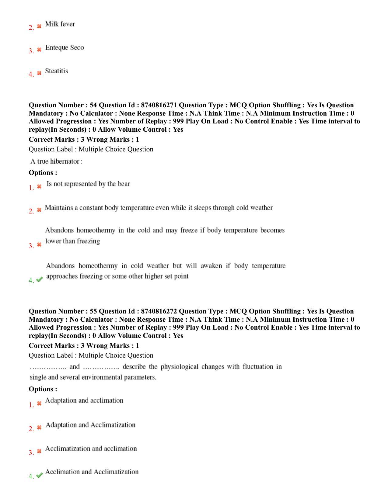BHU RET Veterinary Physiology 2020 Question Paper - Page 34