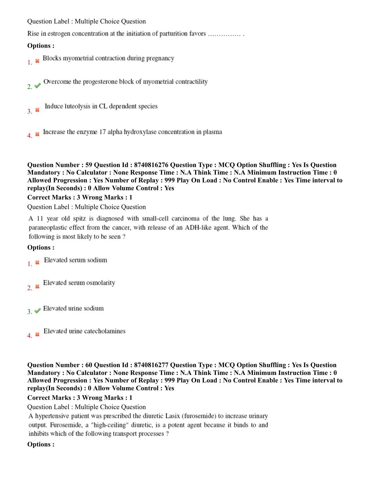 BHU RET Veterinary Physiology 2020 Question Paper - Page 36