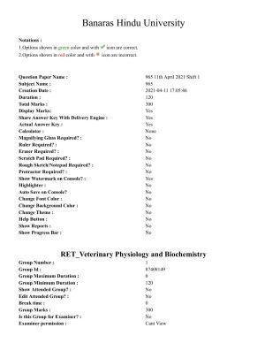 BHU RET Veterinary Physiology 2020 Question Paper