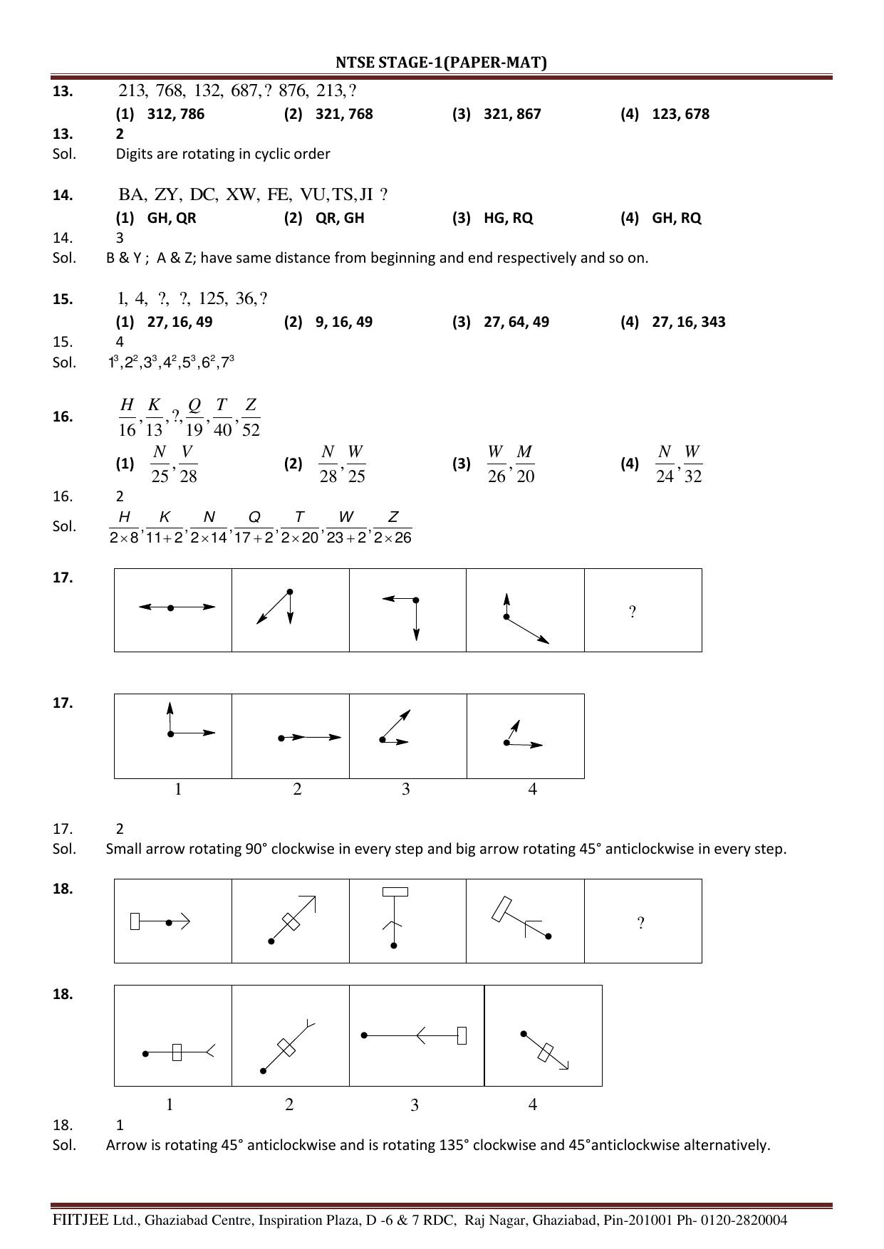 Uttar Pradesh NTSE 2016 MAT Question Paper with Solution - Page 3