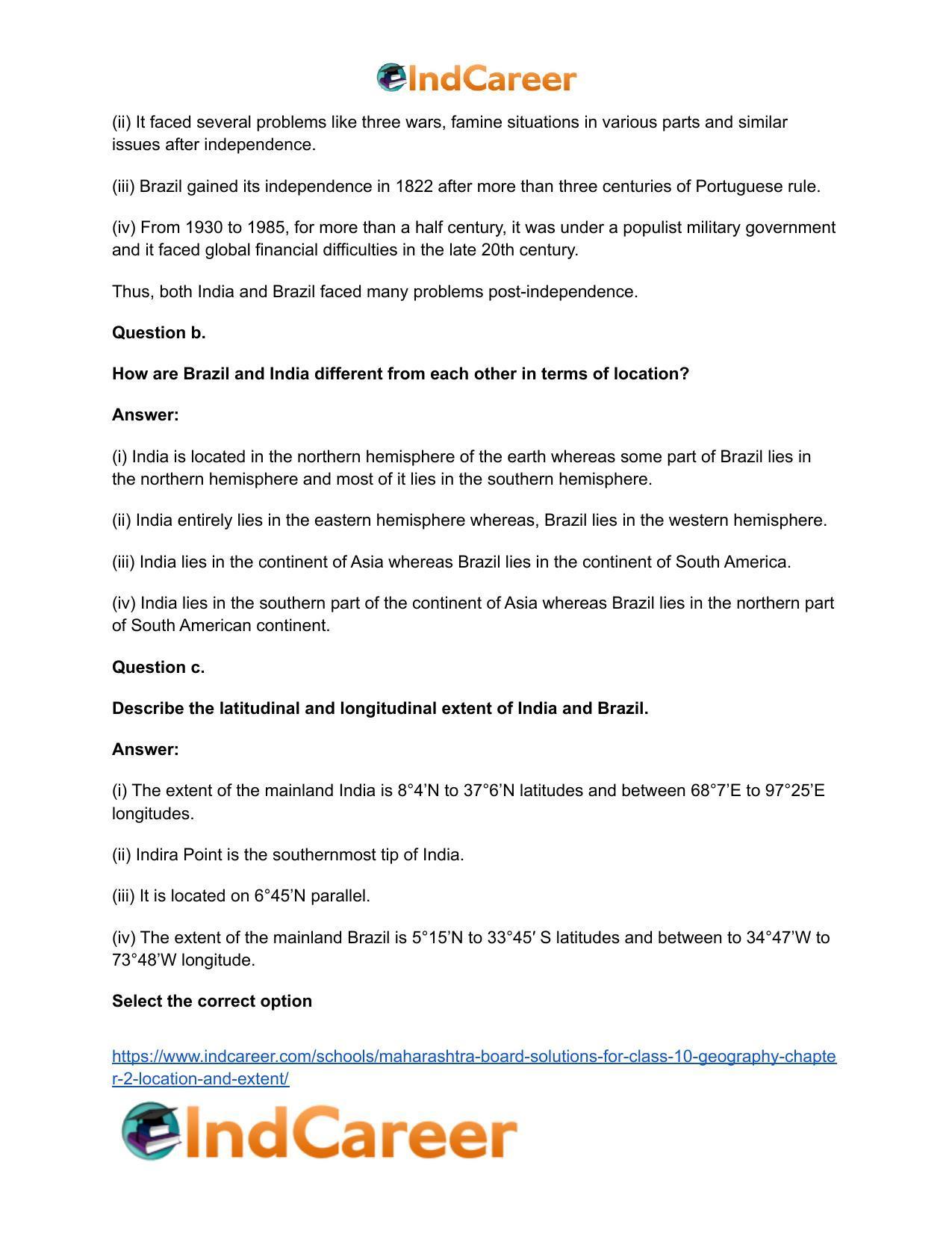 Maharashtra Board Solutions for Class 10- Geography: Chapter 2- Location and Extent - Page 4