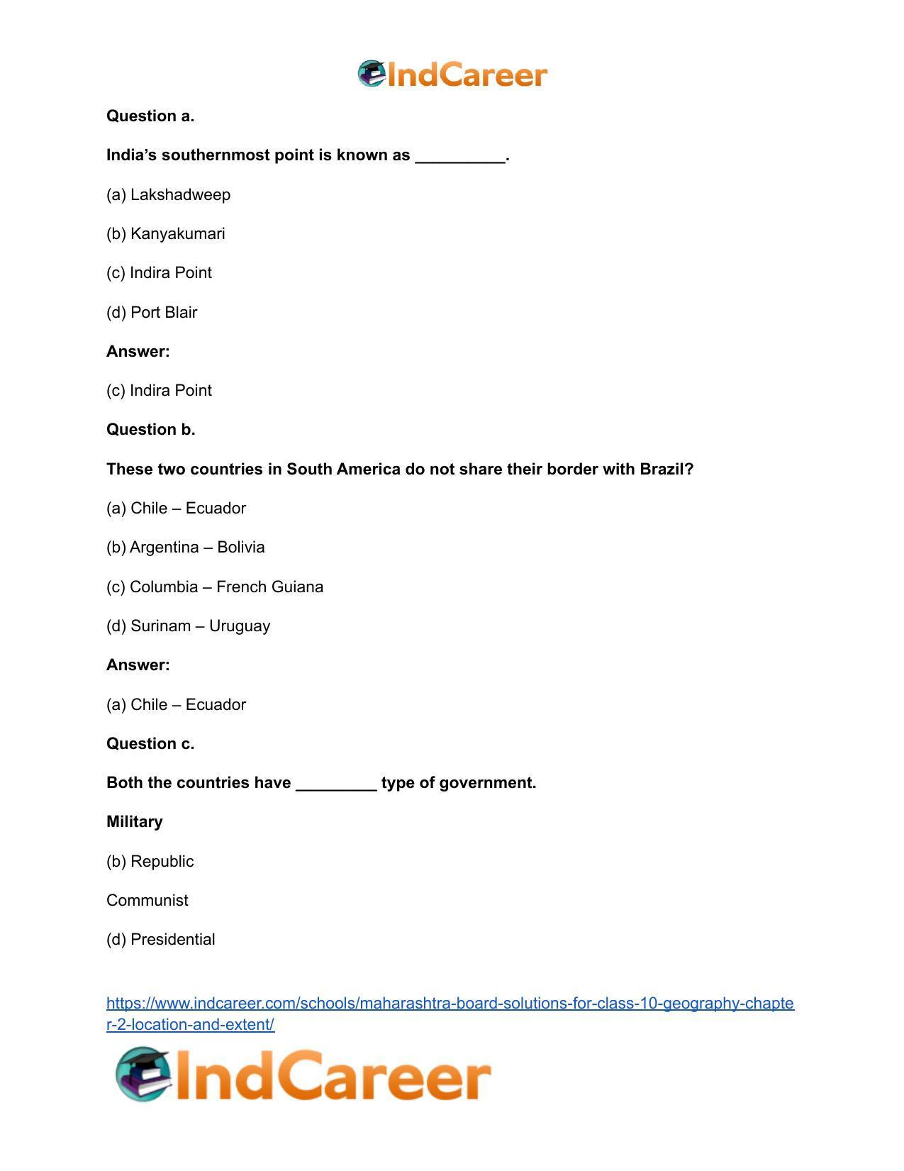 Maharashtra Board Solutions for Class 10- Geography: Chapter 2- Location and Extent - Page 5