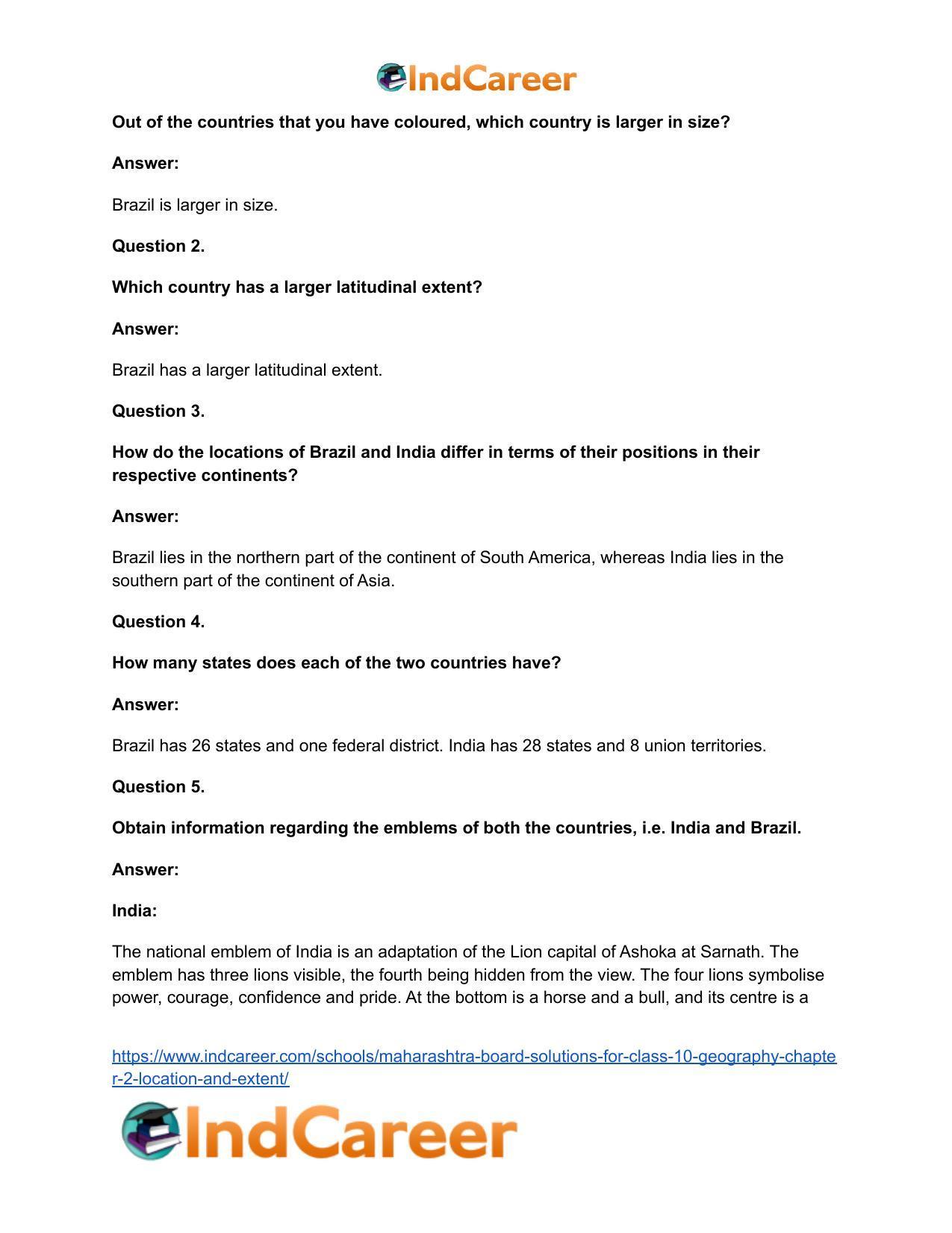 Maharashtra Board Solutions for Class 10- Geography: Chapter 2- Location and Extent - Page 8