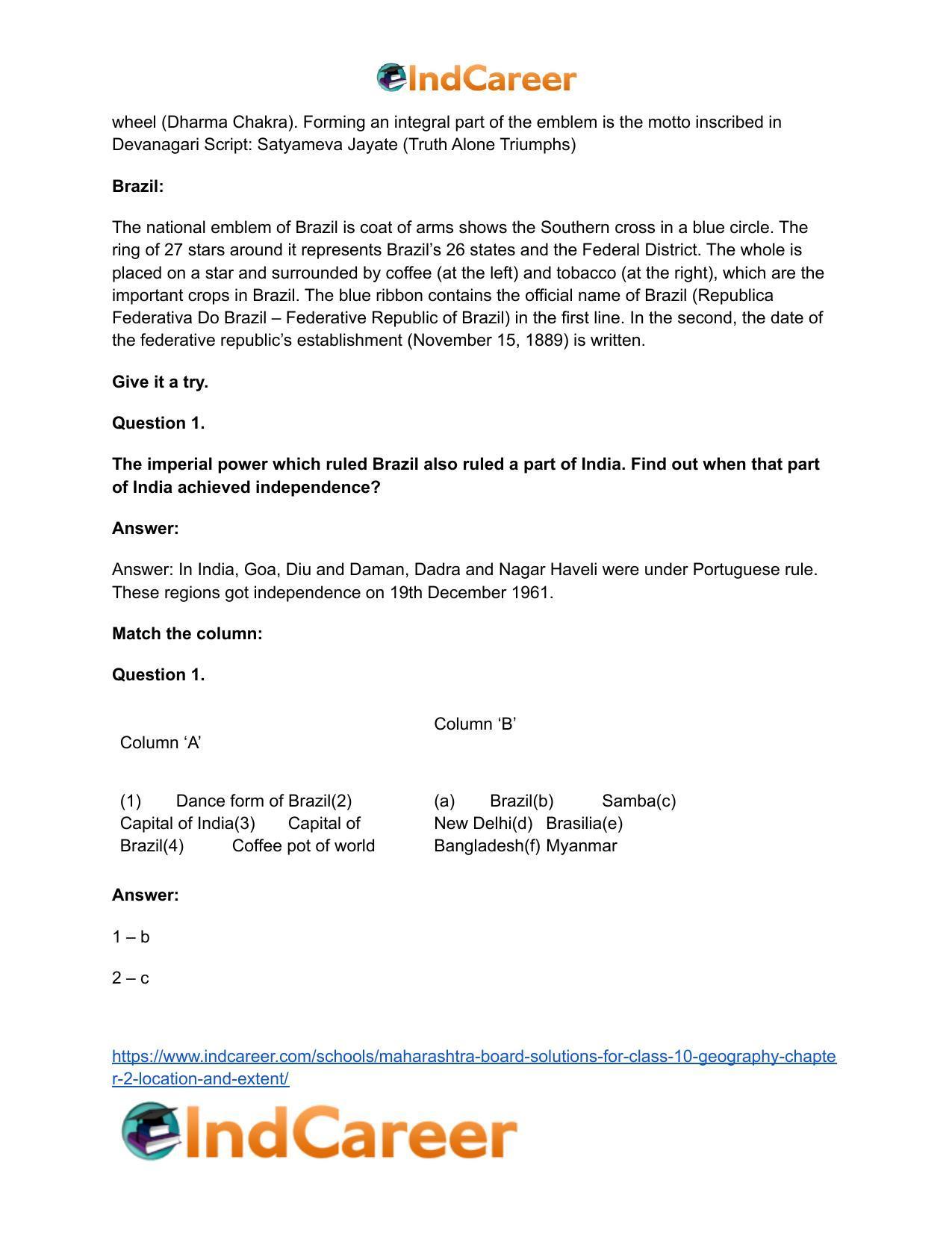 Maharashtra Board Solutions for Class 10- Geography: Chapter 2- Location and Extent - Page 9