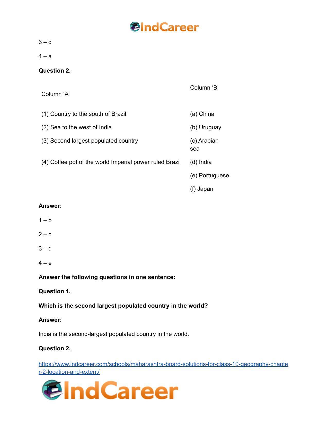 Maharashtra Board Solutions for Class 10- Geography: Chapter 2- Location and Extent - Page 10