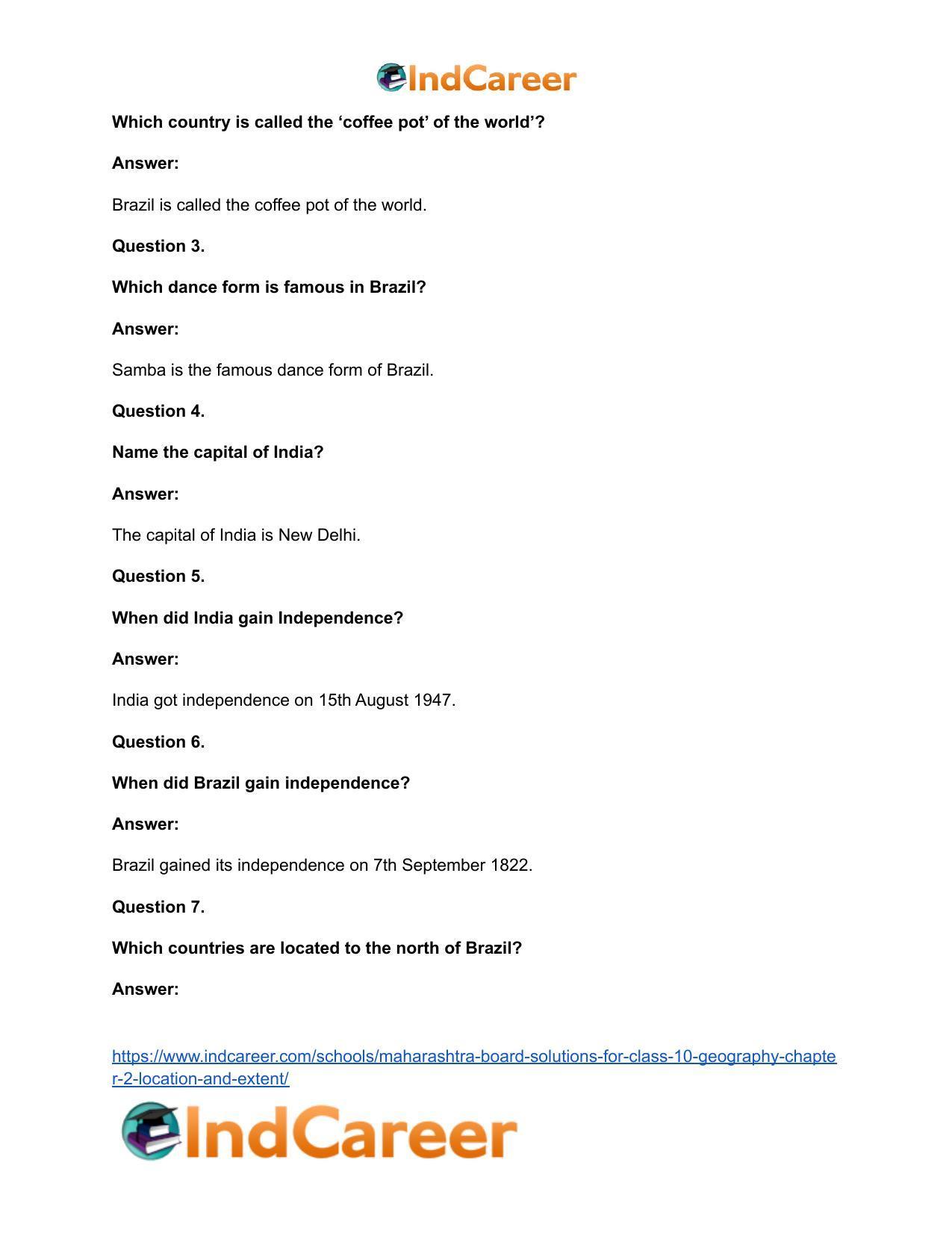 Maharashtra Board Solutions for Class 10- Geography: Chapter 2- Location and Extent - Page 11