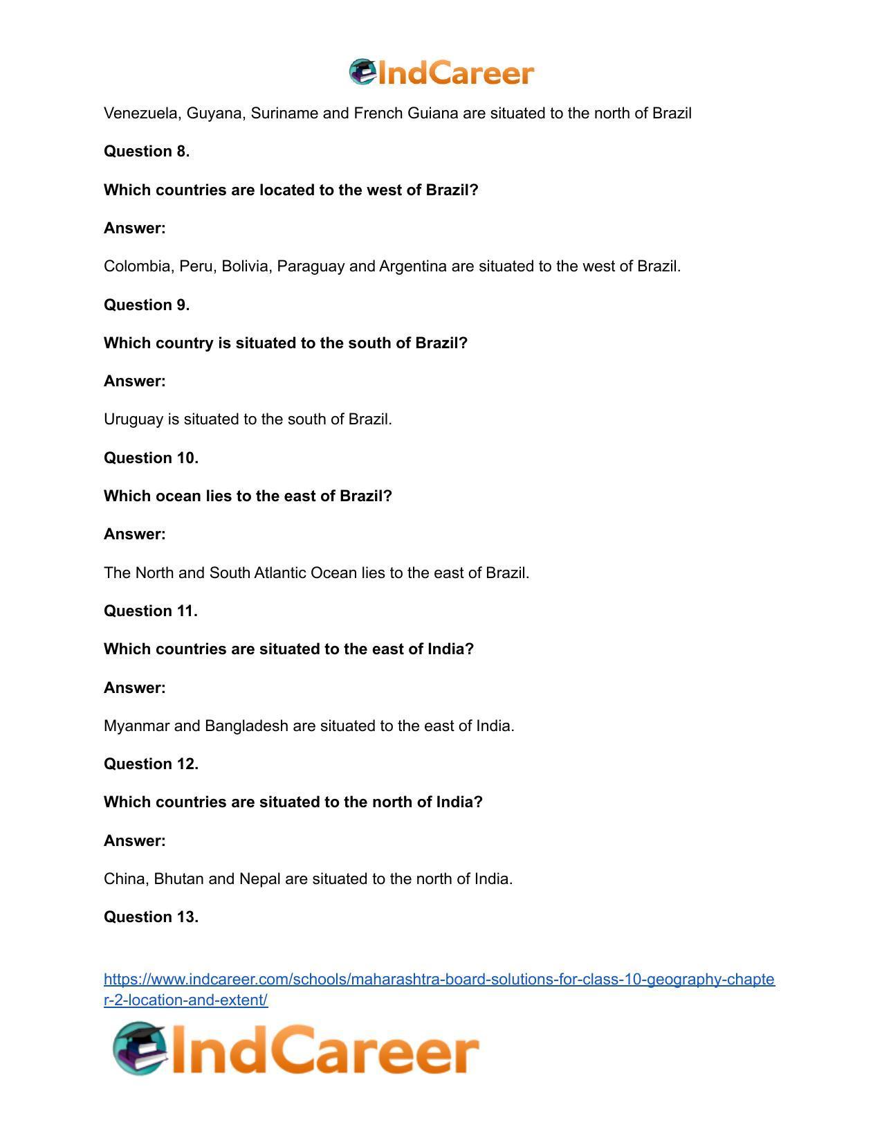Maharashtra Board Solutions for Class 10- Geography: Chapter 2- Location and Extent - Page 12