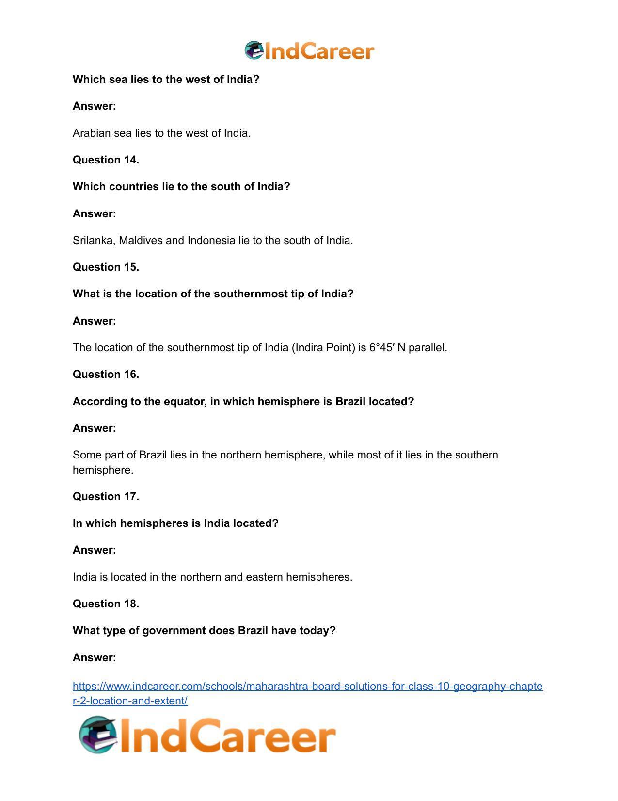 Maharashtra Board Solutions for Class 10- Geography: Chapter 2- Location and Extent - Page 13