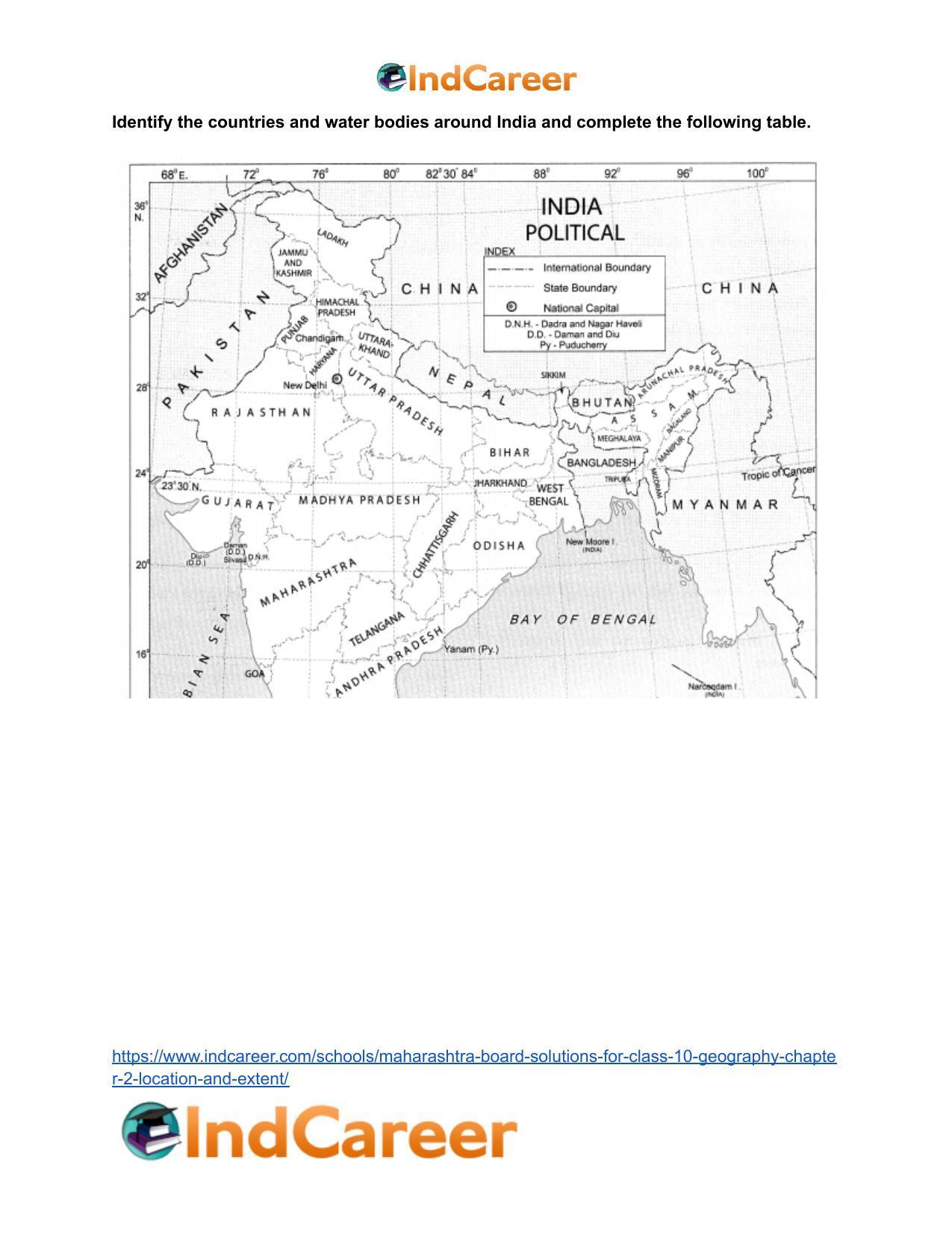 Maharashtra Board Solutions for Class 10- Geography: Chapter 2- Location and Extent - Page 16