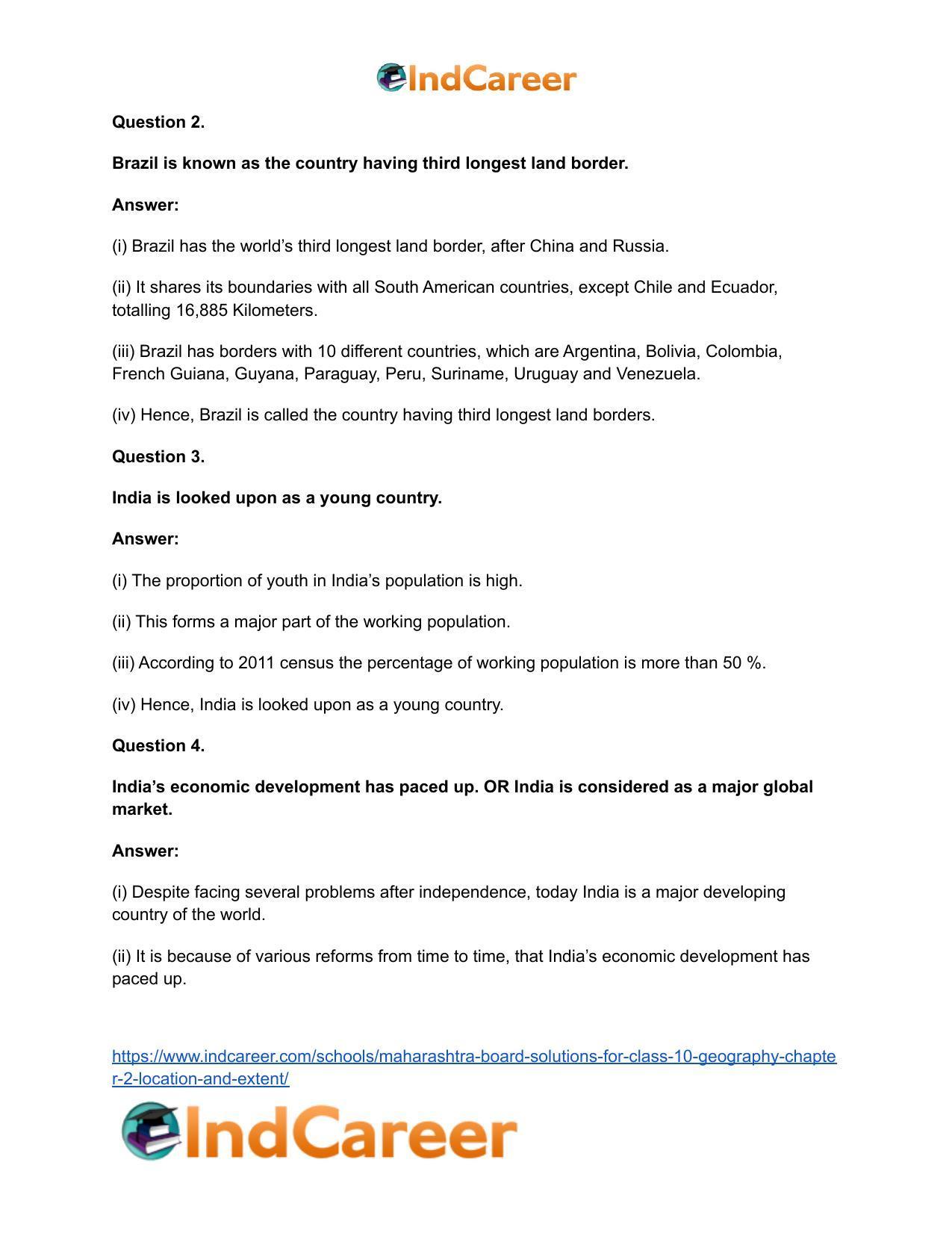 Maharashtra Board Solutions for Class 10- Geography: Chapter 2- Location and Extent - Page 21