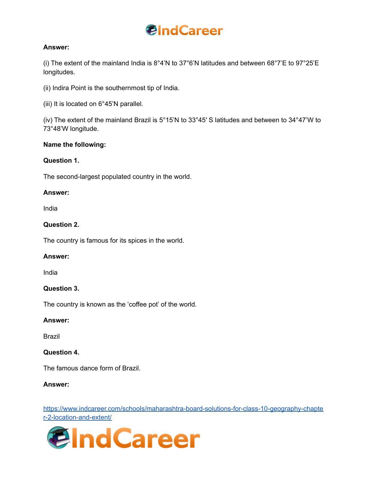 Maharashtra Board Solutions for Class 10- Geography: Chapter 2- Location and Extent - Page 23