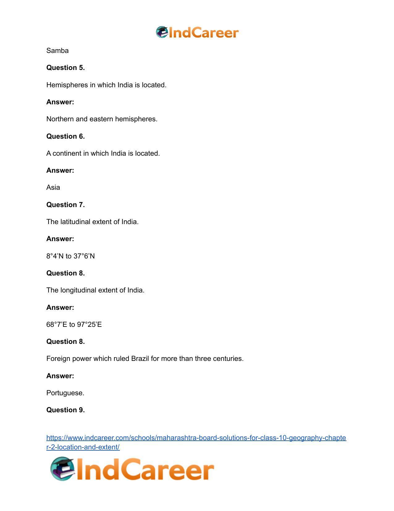 Maharashtra Board Solutions for Class 10- Geography: Chapter 2- Location and Extent - Page 24